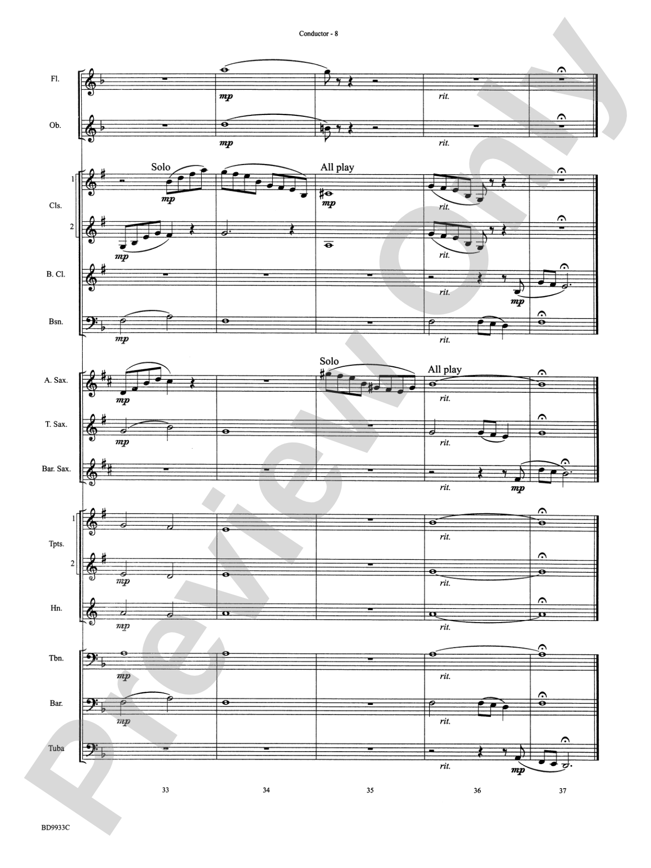 Song Without Words: Concert Band Conductor Score & Parts