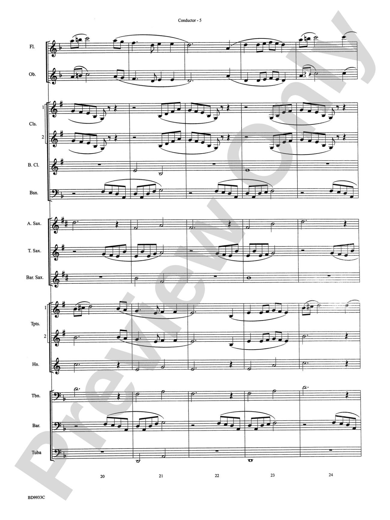 Song Without Words: Concert Band Conductor Score & Parts