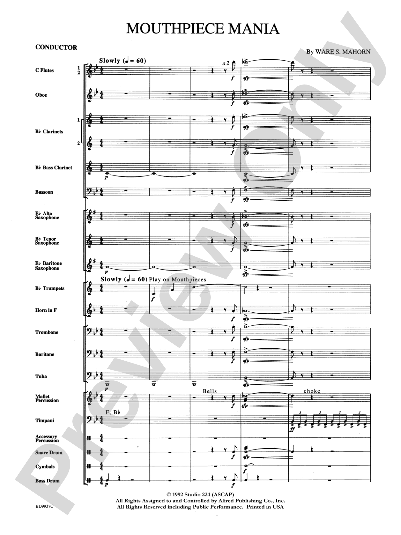 Mouthpiece Mania: Concert Band Conductor Score & Parts