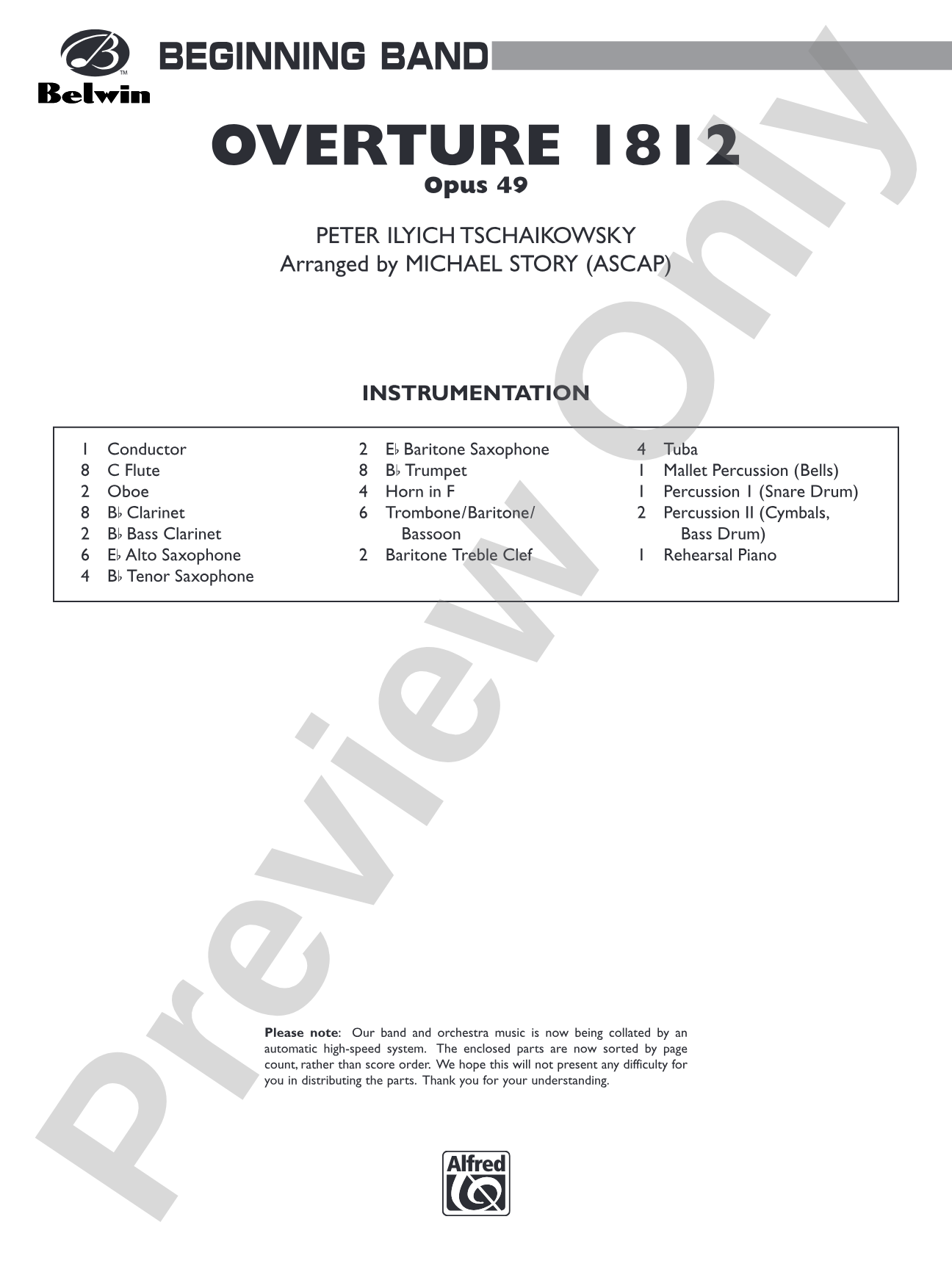 Overture 1812: Concert Band Conductor Score & Parts