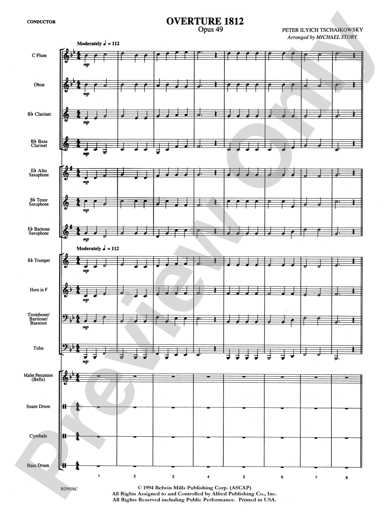Overture 1812: Concert Band Conductor Score & Parts