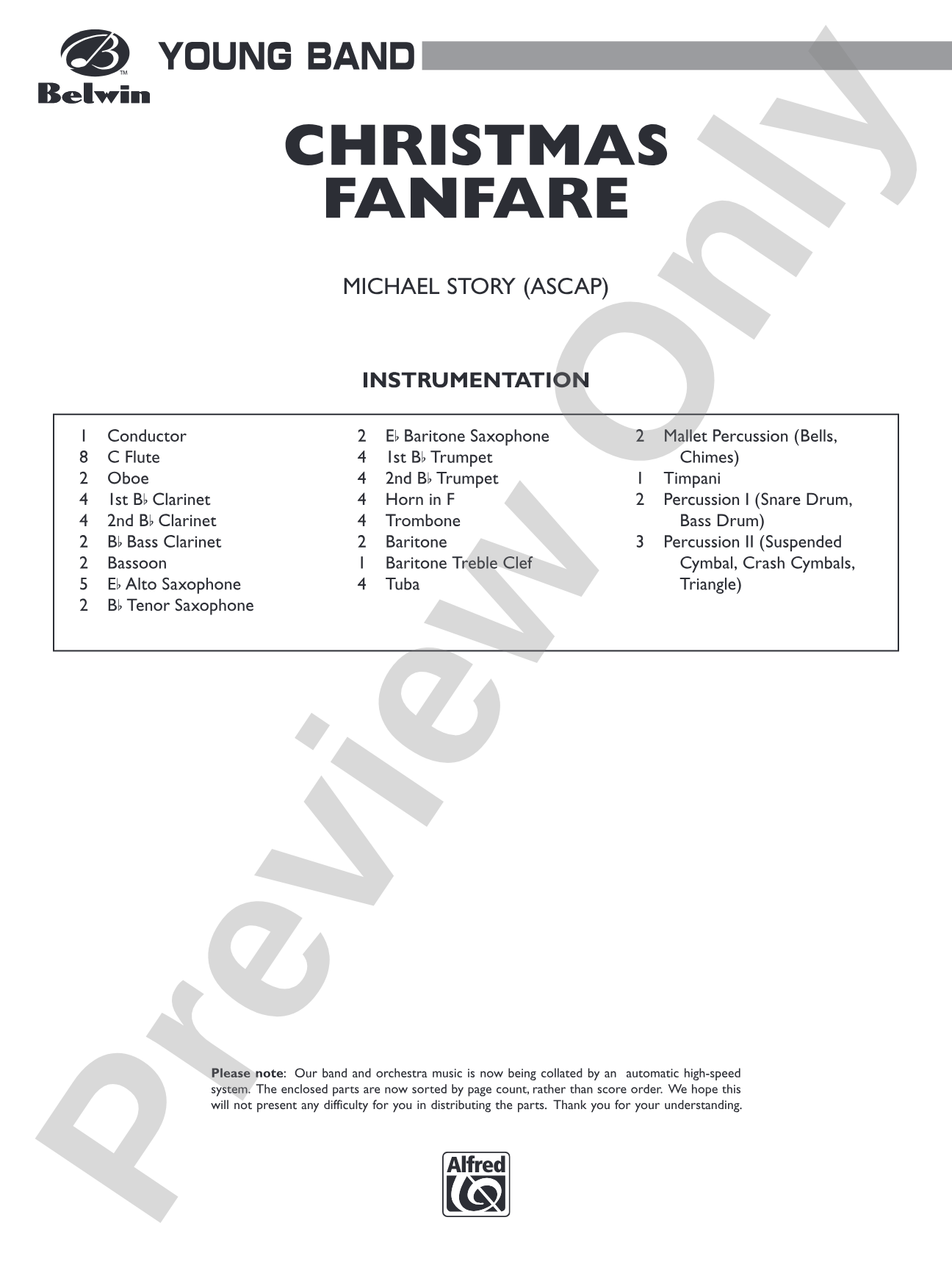 Christmas Fanfare: Concert Band Conductor Score & Parts