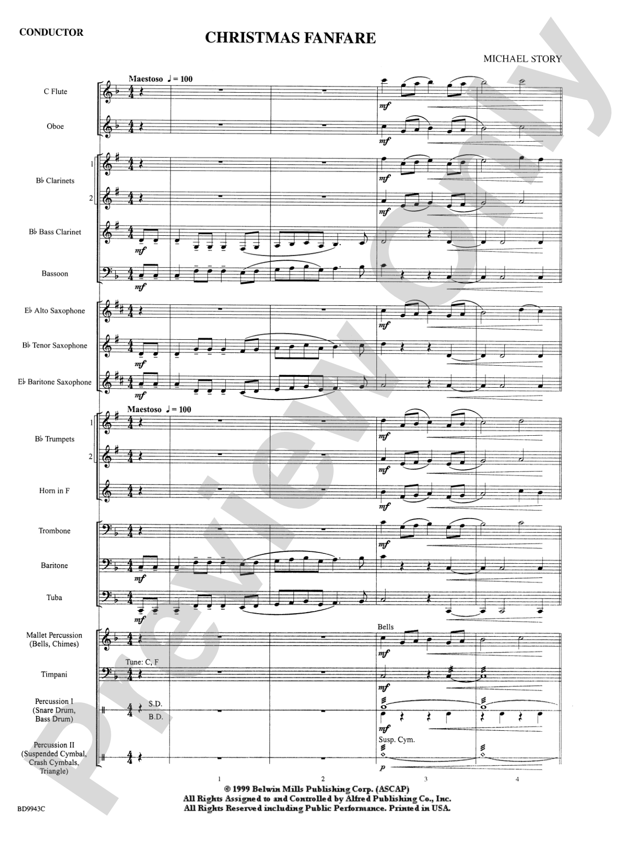 Christmas Fanfare: Concert Band Conductor Score & Parts