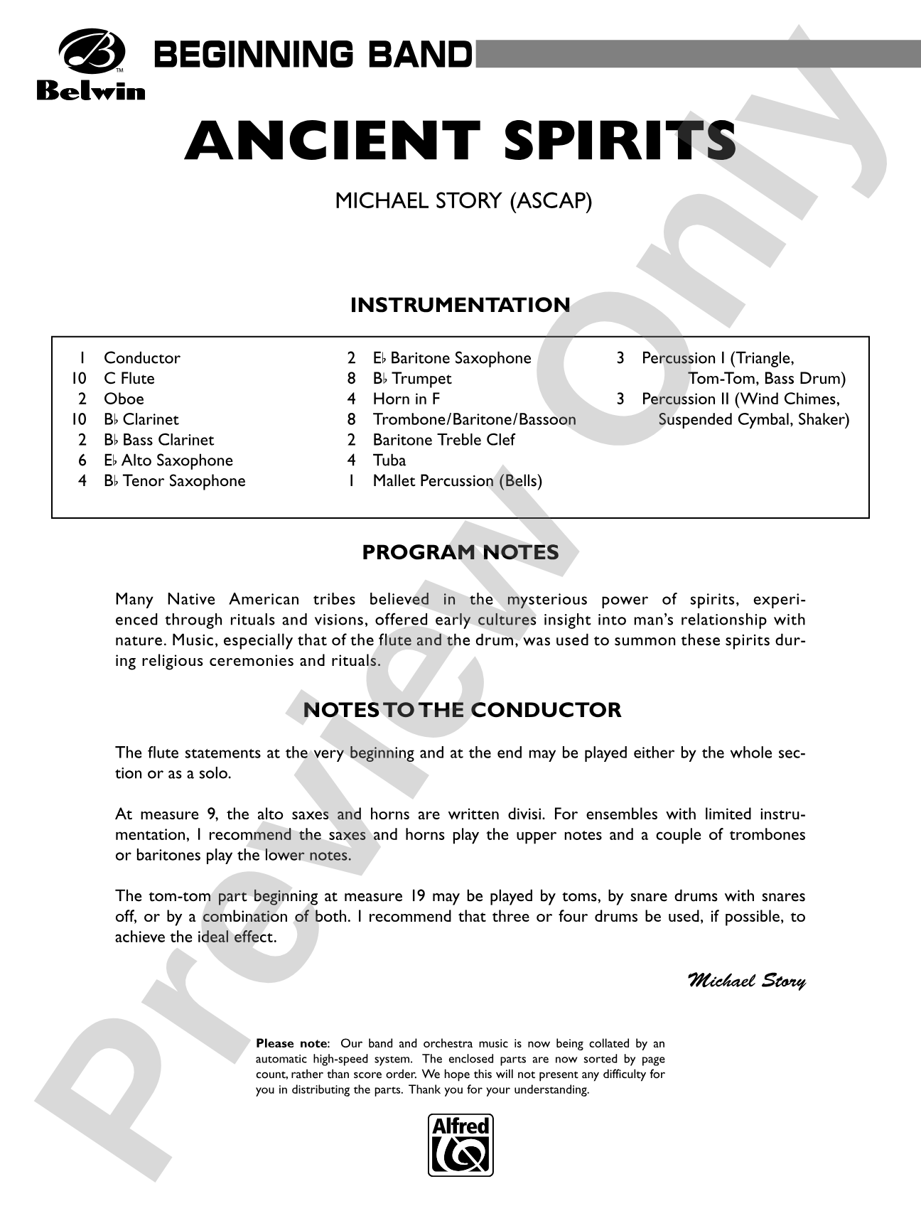 Ancient Spirits: Concert Band Conductor Score & Parts
