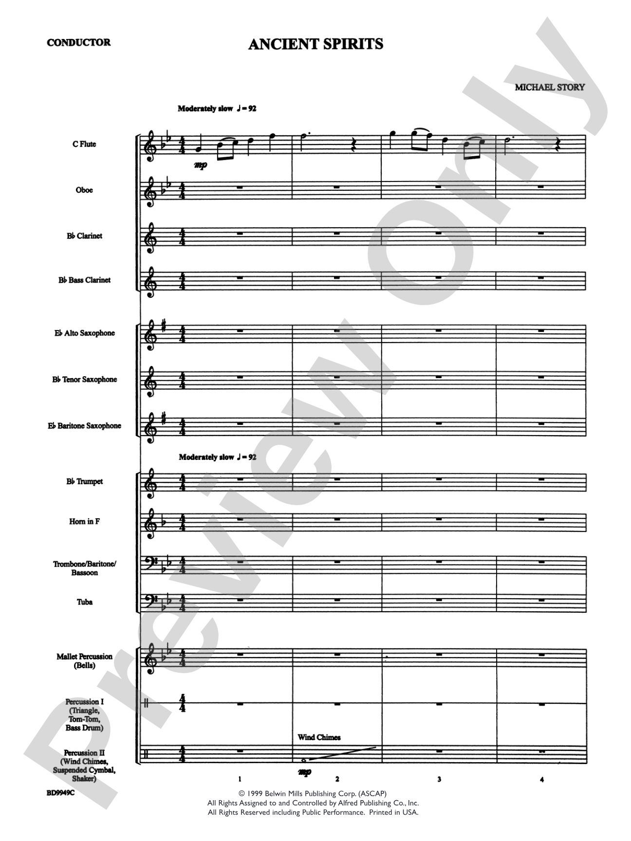 Ancient Spirits: Concert Band Conductor Score & Parts