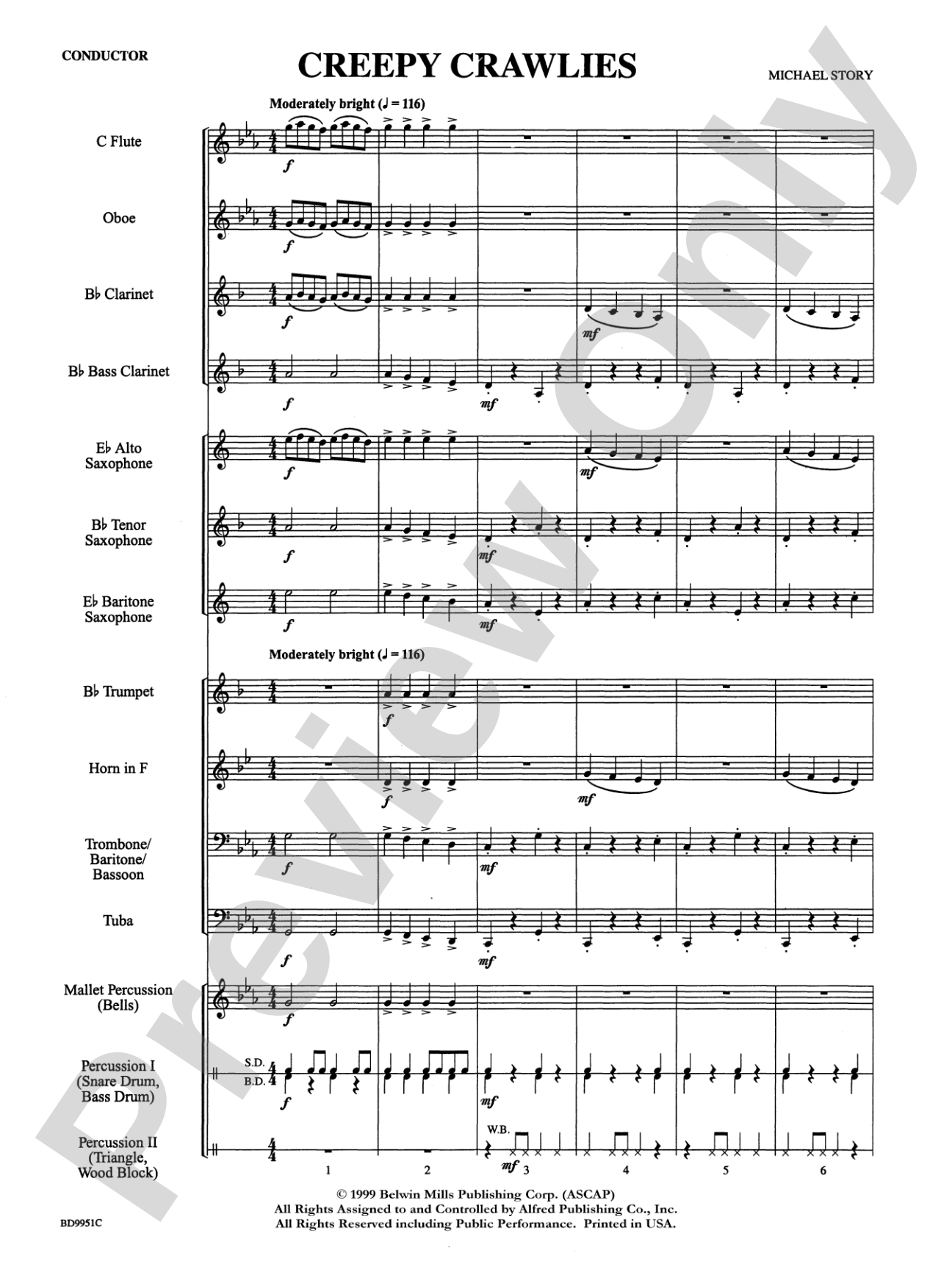 Creepy Crawlies: Concert Band Conductor Score & Parts