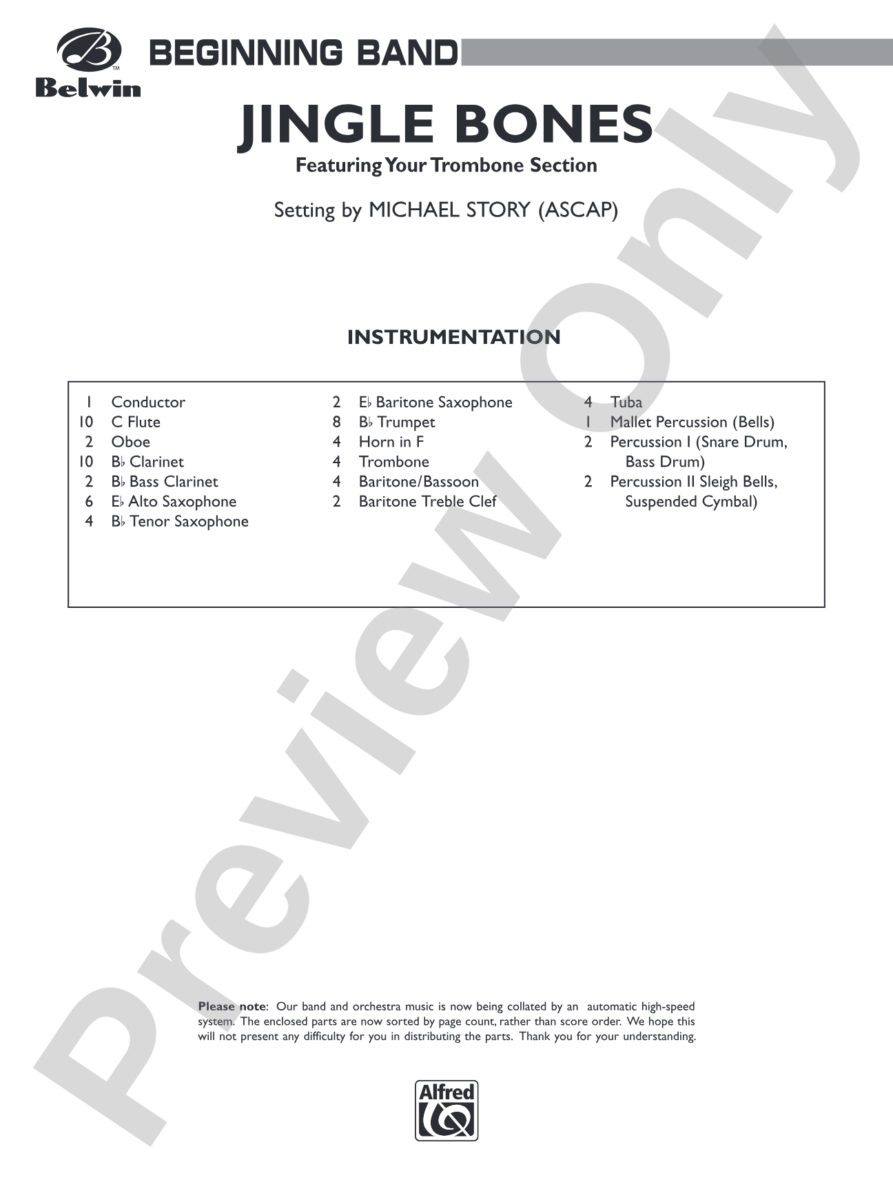Jingle Bones: Concert Band Conductor Score & Parts