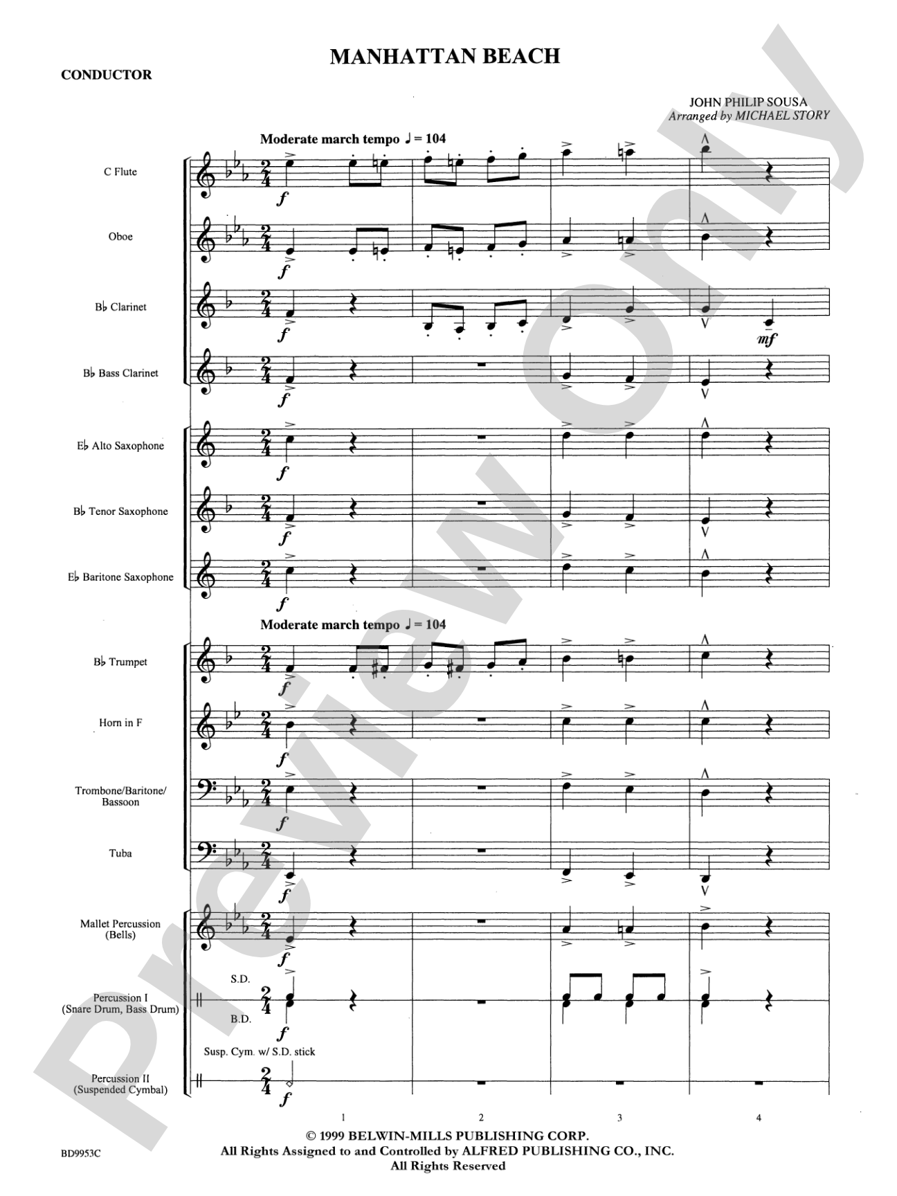 Manhattan Beach: Concert Band Conductor Score & Parts
