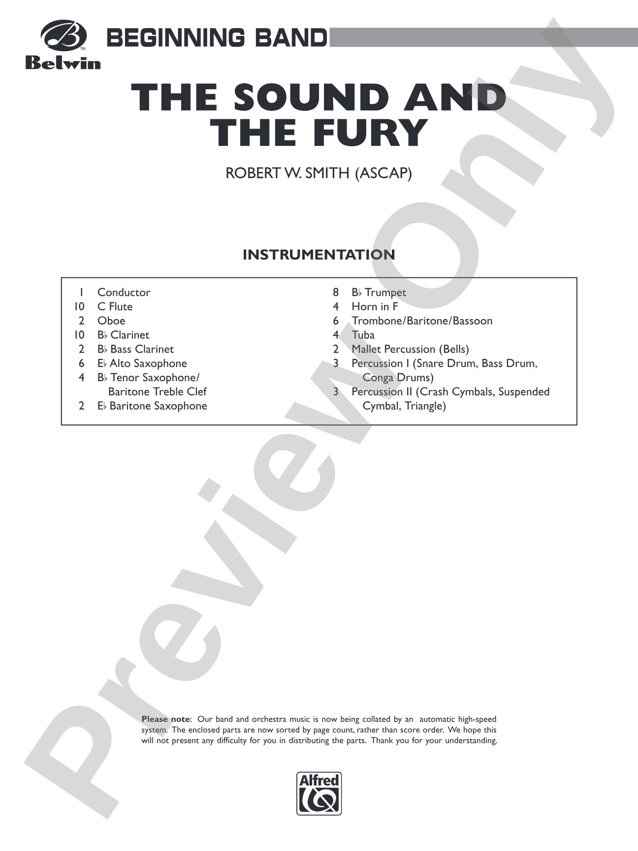 The Sound and the Fury: Concert Band Conductor Score & Parts