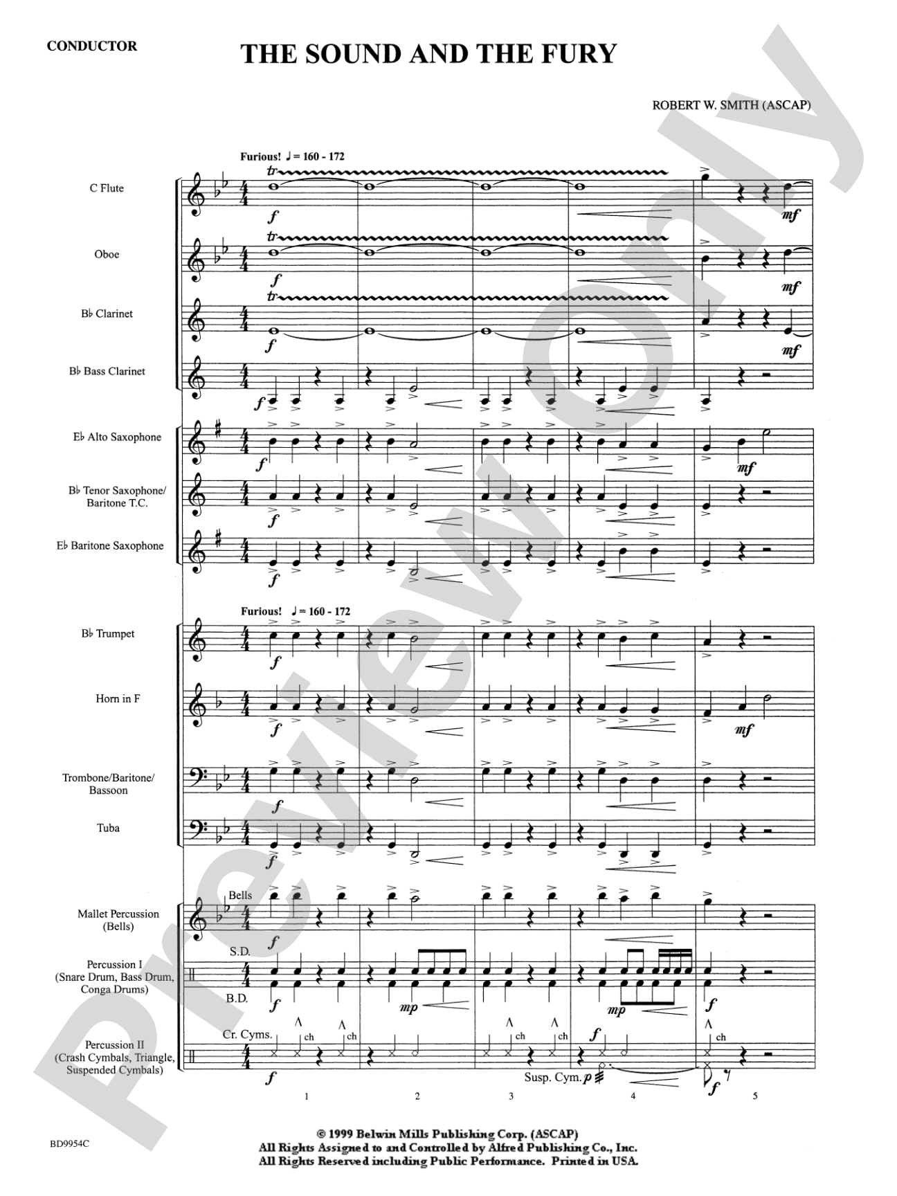 The Sound and the Fury: Concert Band Conductor Score & Parts