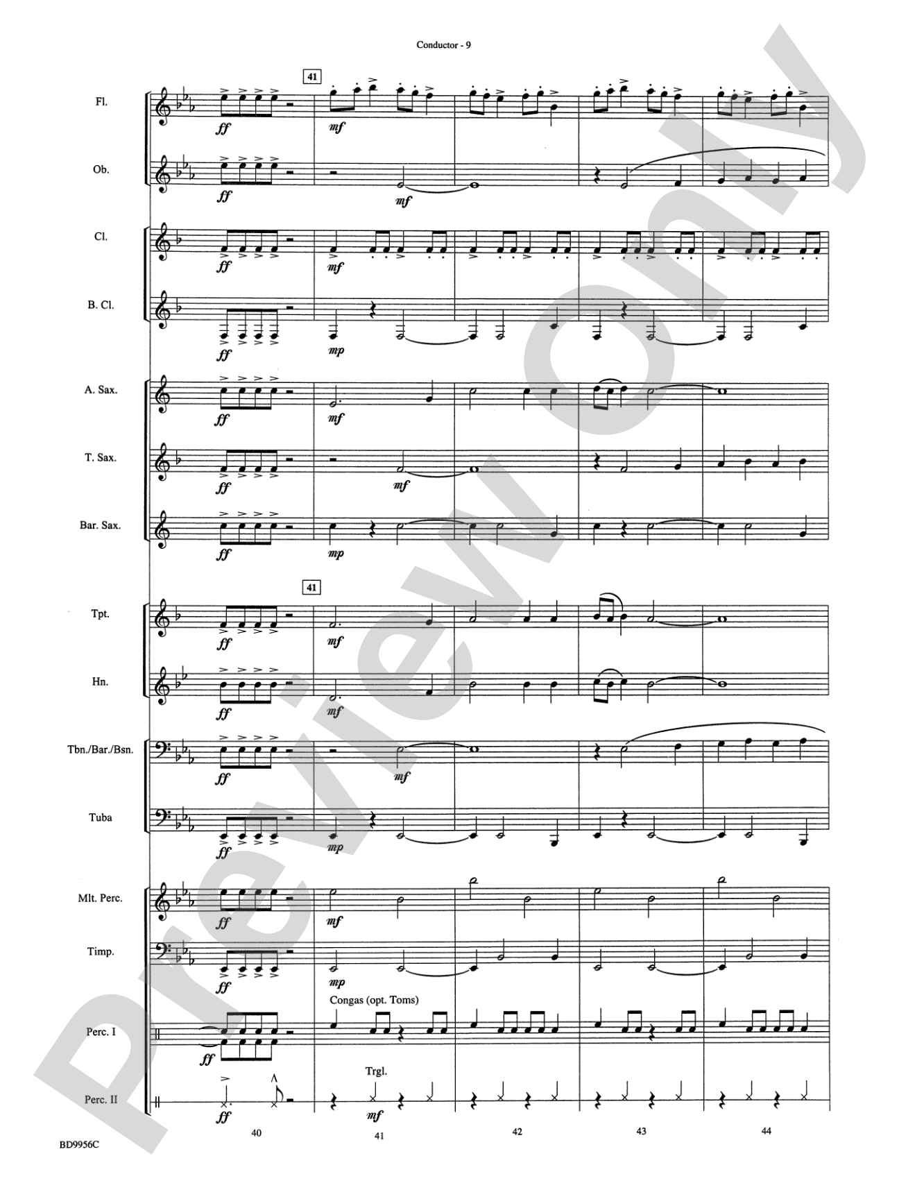 Drummer's Christmas Carol: Concert Band Conductor Score & Parts