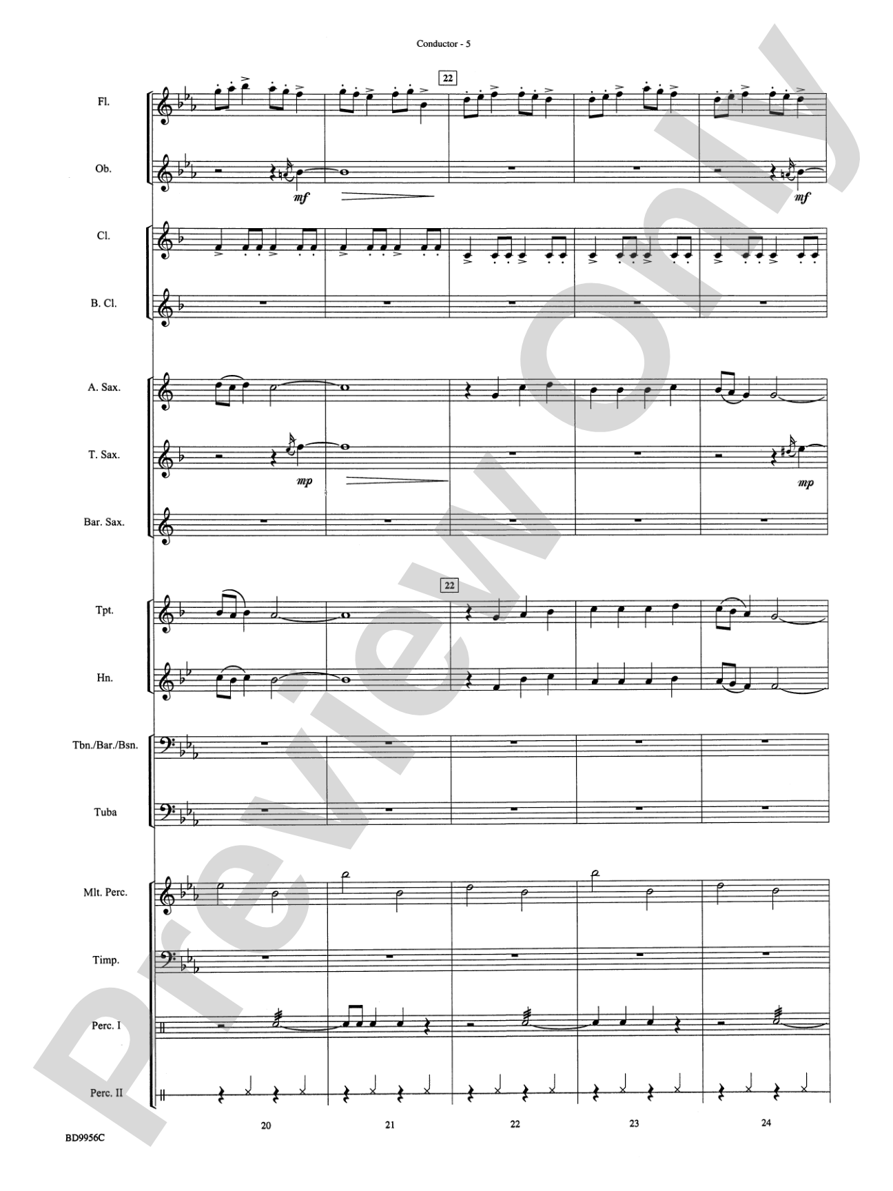Drummer's Christmas Carol: Concert Band Conductor Score & Parts