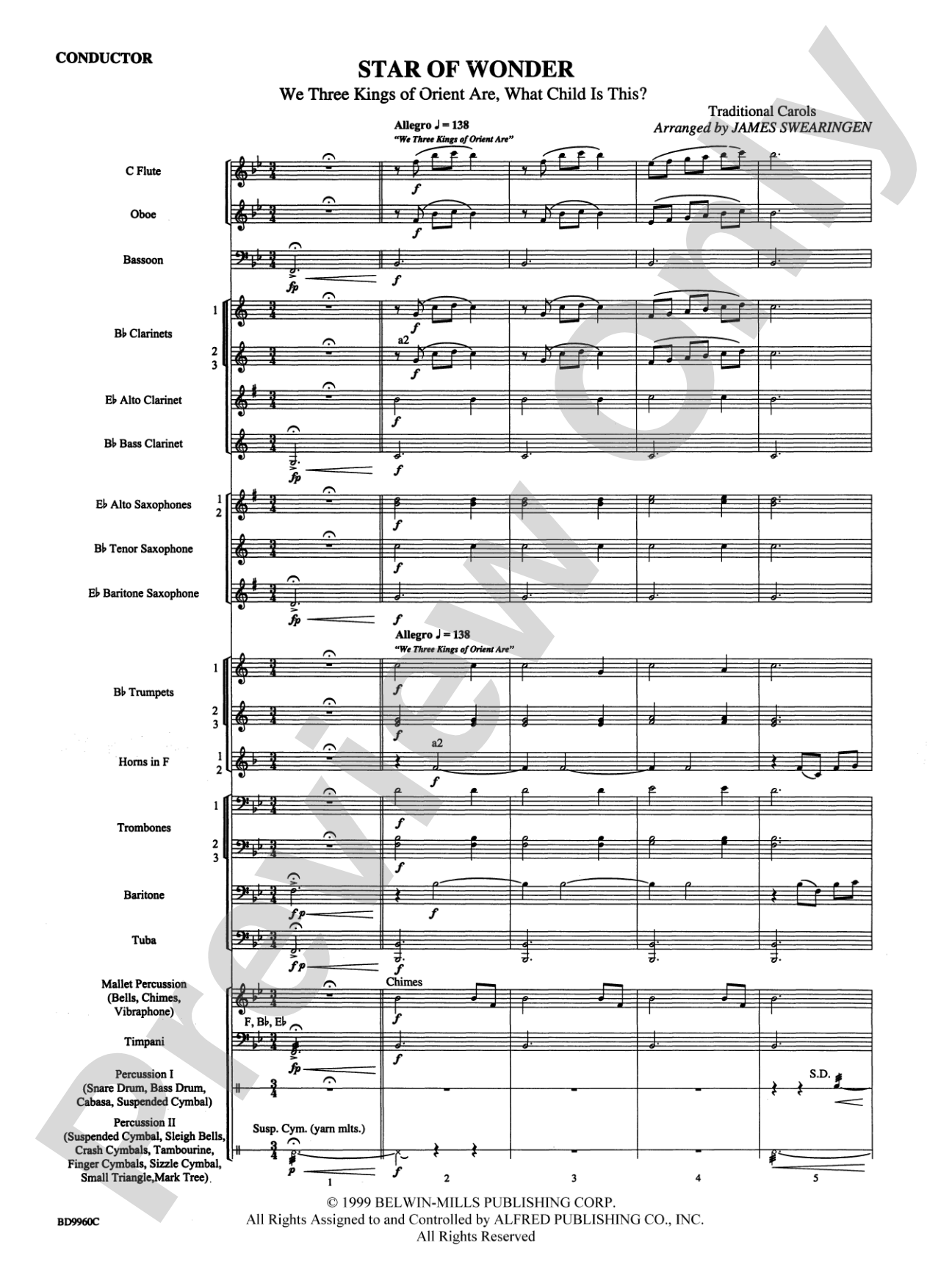 Star of Wonder: Concert Band Conductor Score & Parts