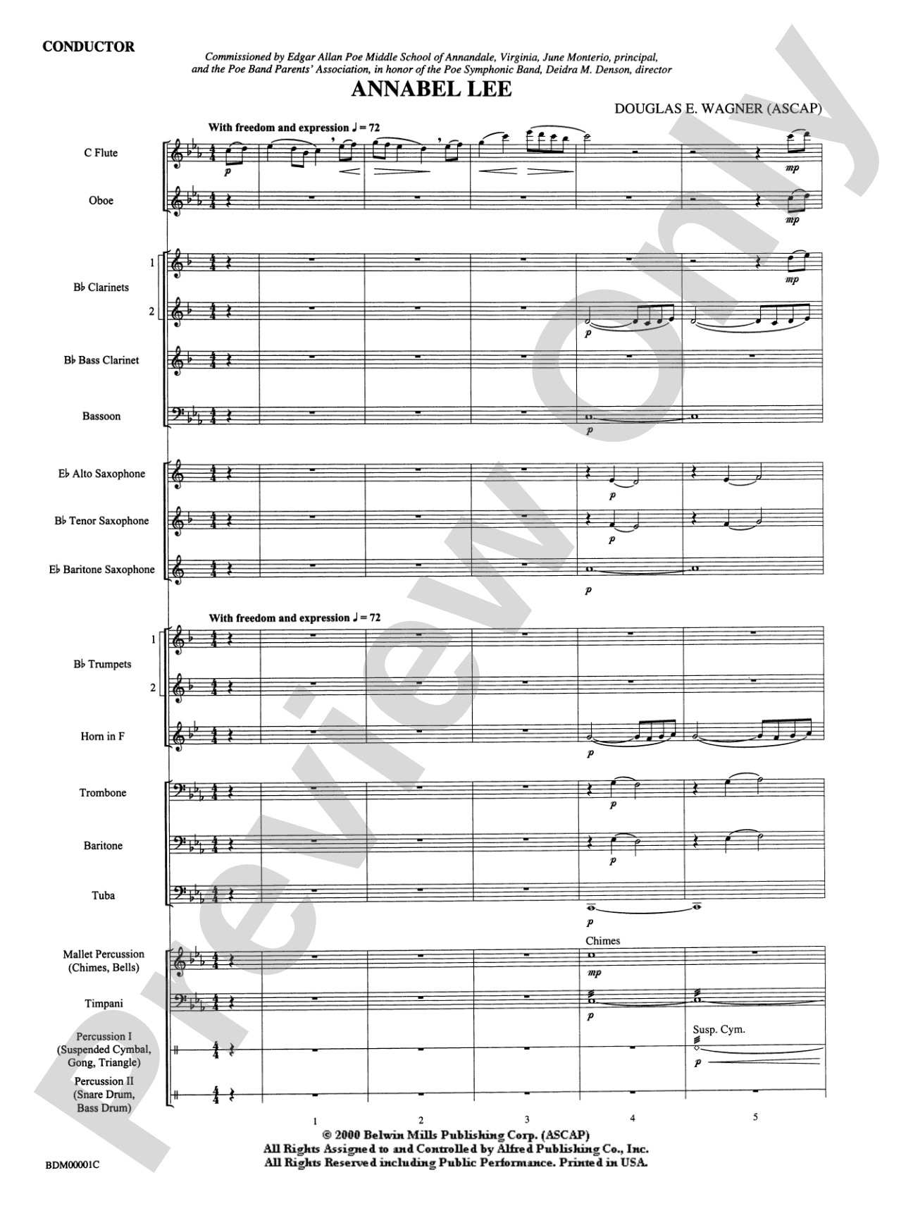 Annabel Lee: Concert Band Conductor Score & Parts