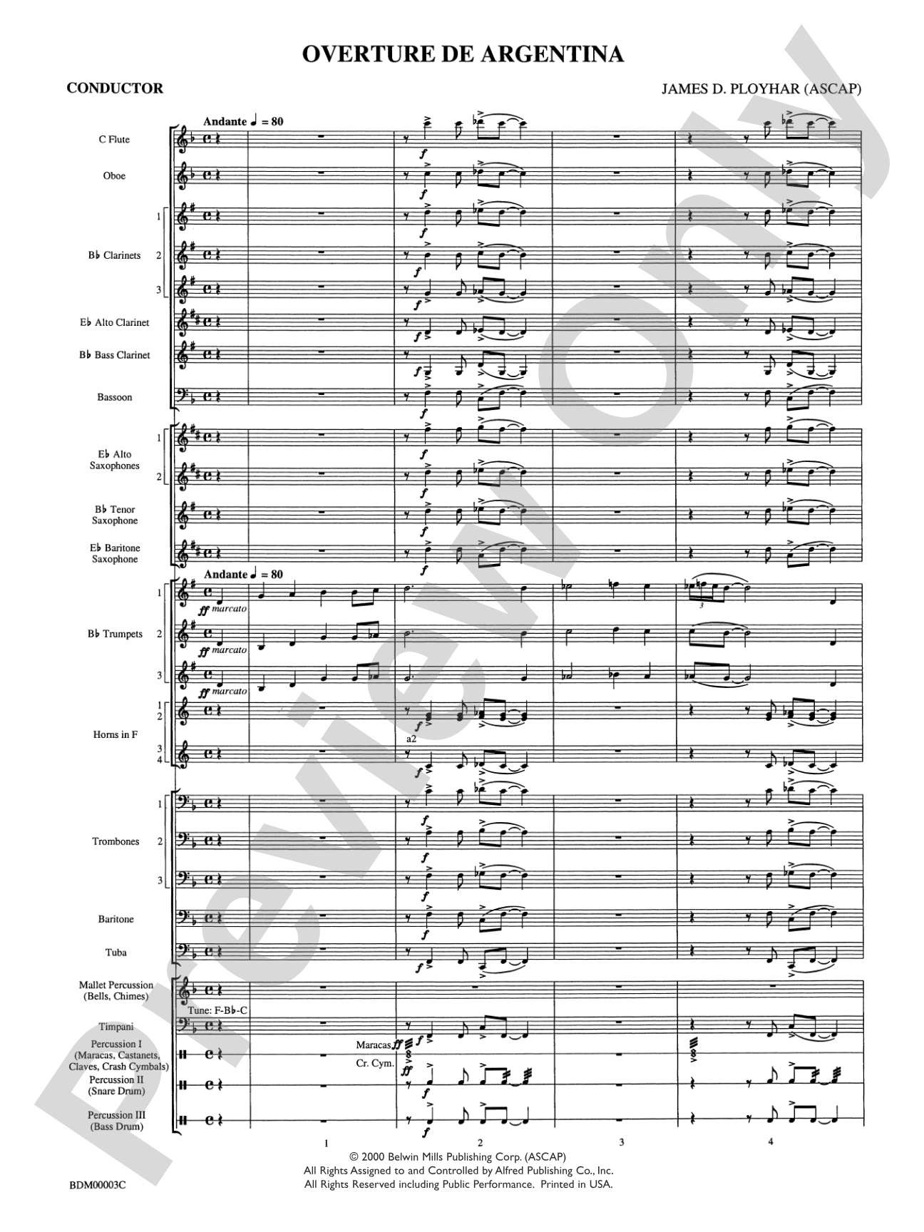 Overture de Argentina: Concert Band Conductor Score & Parts