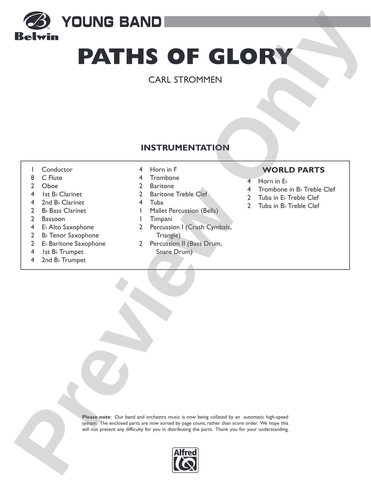 Paths of Glory: Concert Band Conductor Score & Parts