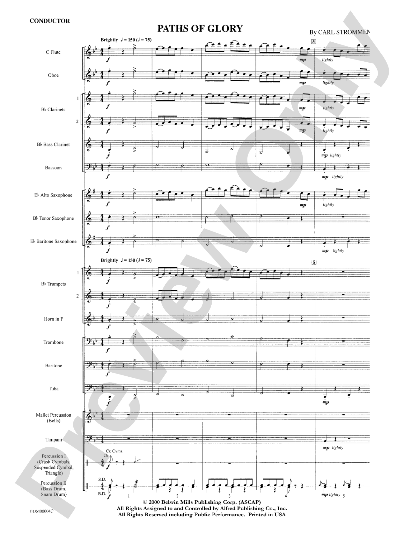 Paths of Glory: Concert Band Conductor Score & Parts
