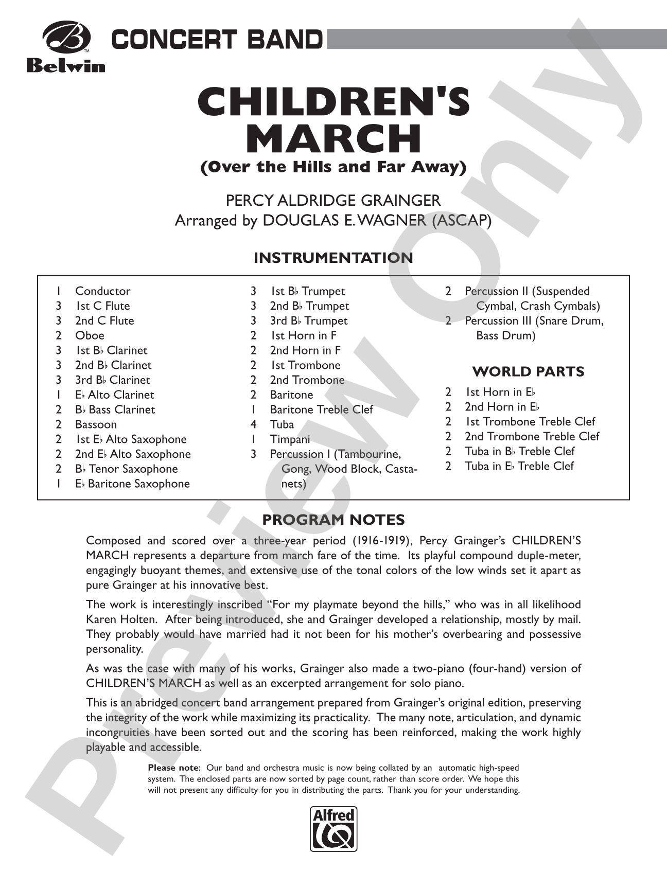 Children's March: Concert Band Conductor Score & Parts