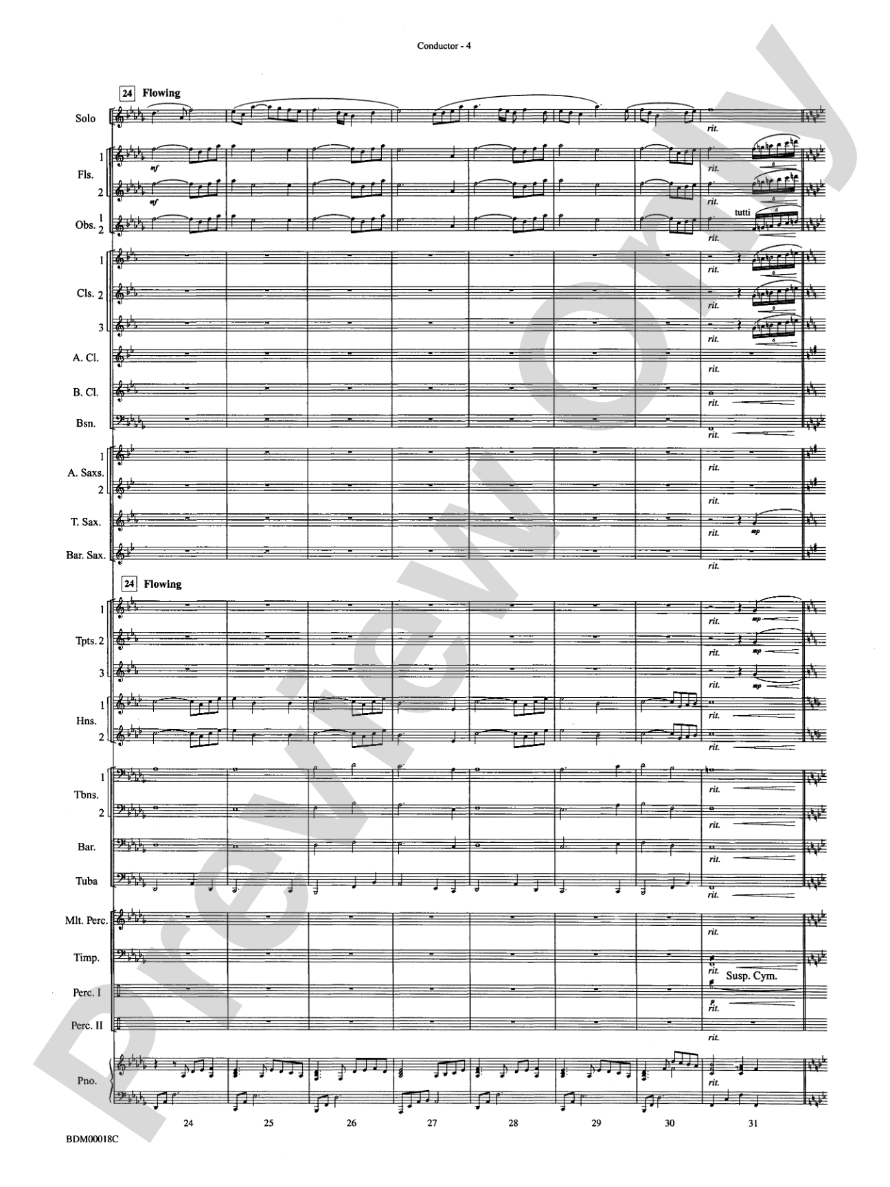 In a Gentle Rain: Concert Band Conductor Score & Parts