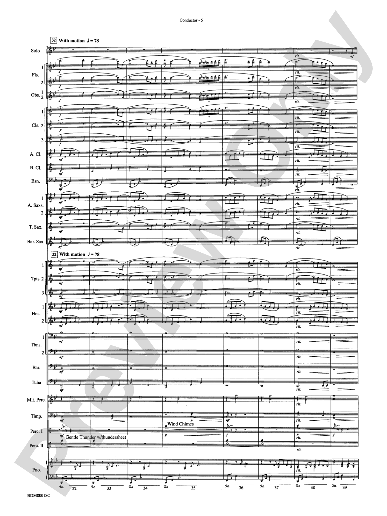 In a Gentle Rain: Concert Band Conductor Score & Parts