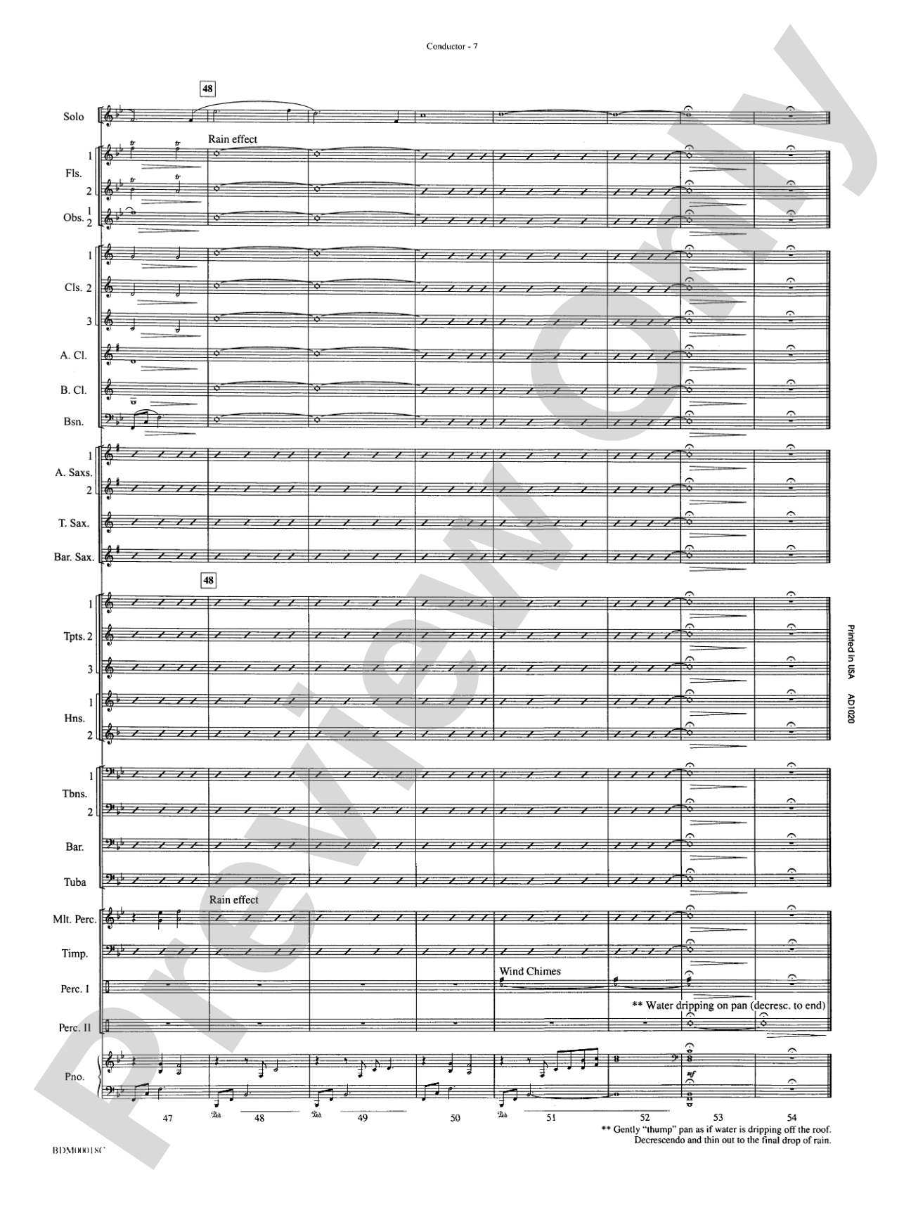 In a Gentle Rain: Concert Band Conductor Score & Parts