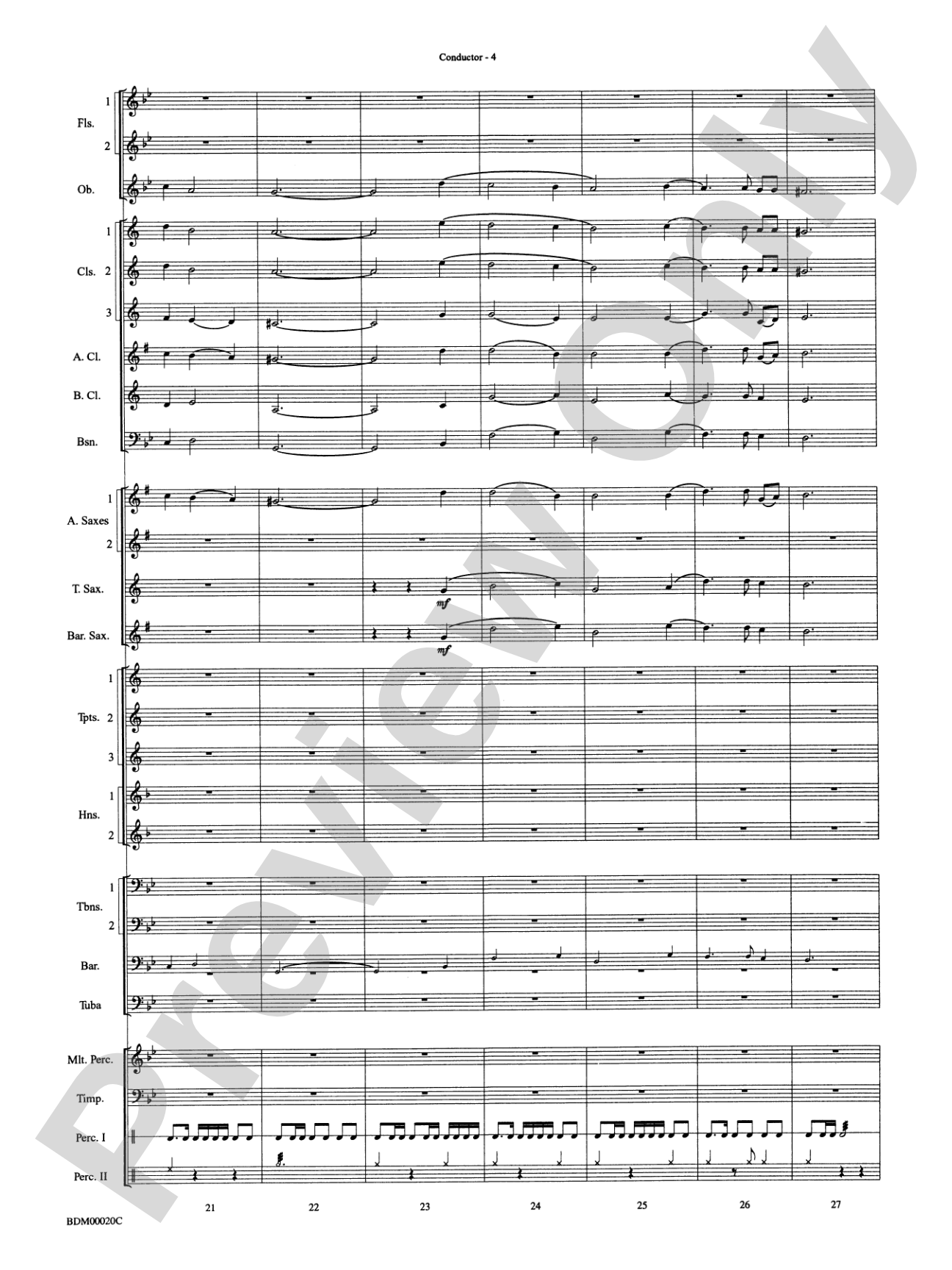 Coventry Carol: Concert Band Conductor Score & Parts