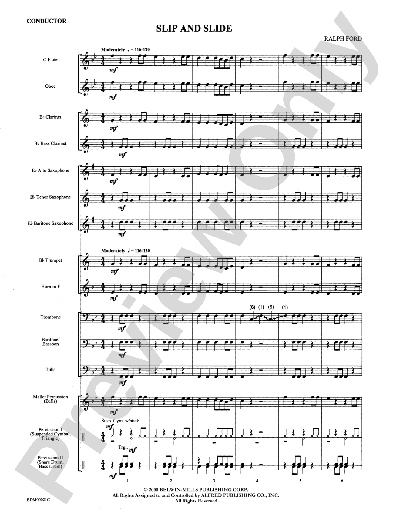 Slip and Slide: Concert Band Conductor Score & Parts