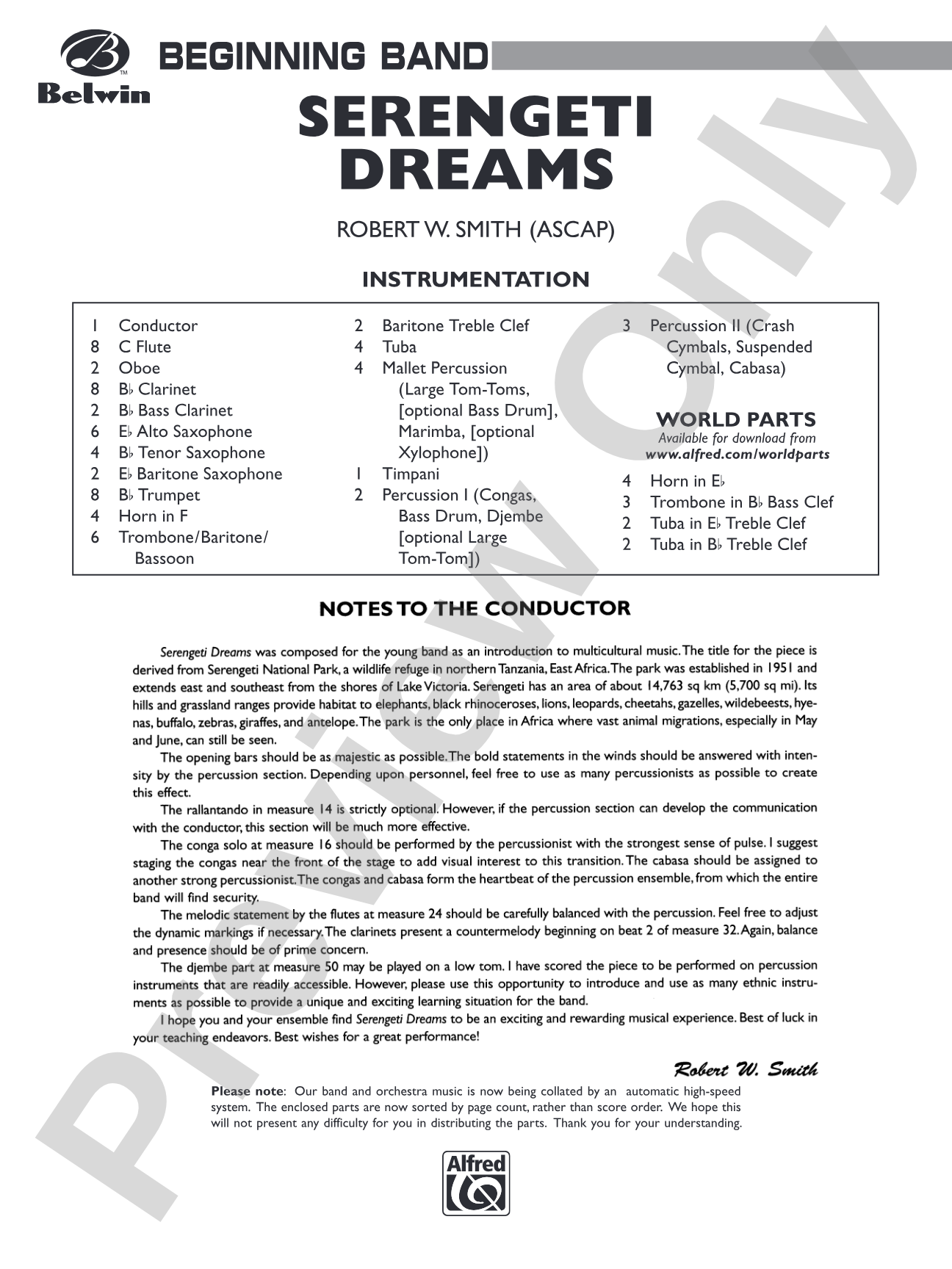 Serengeti Dreams: Concert Band Conductor Score & Parts