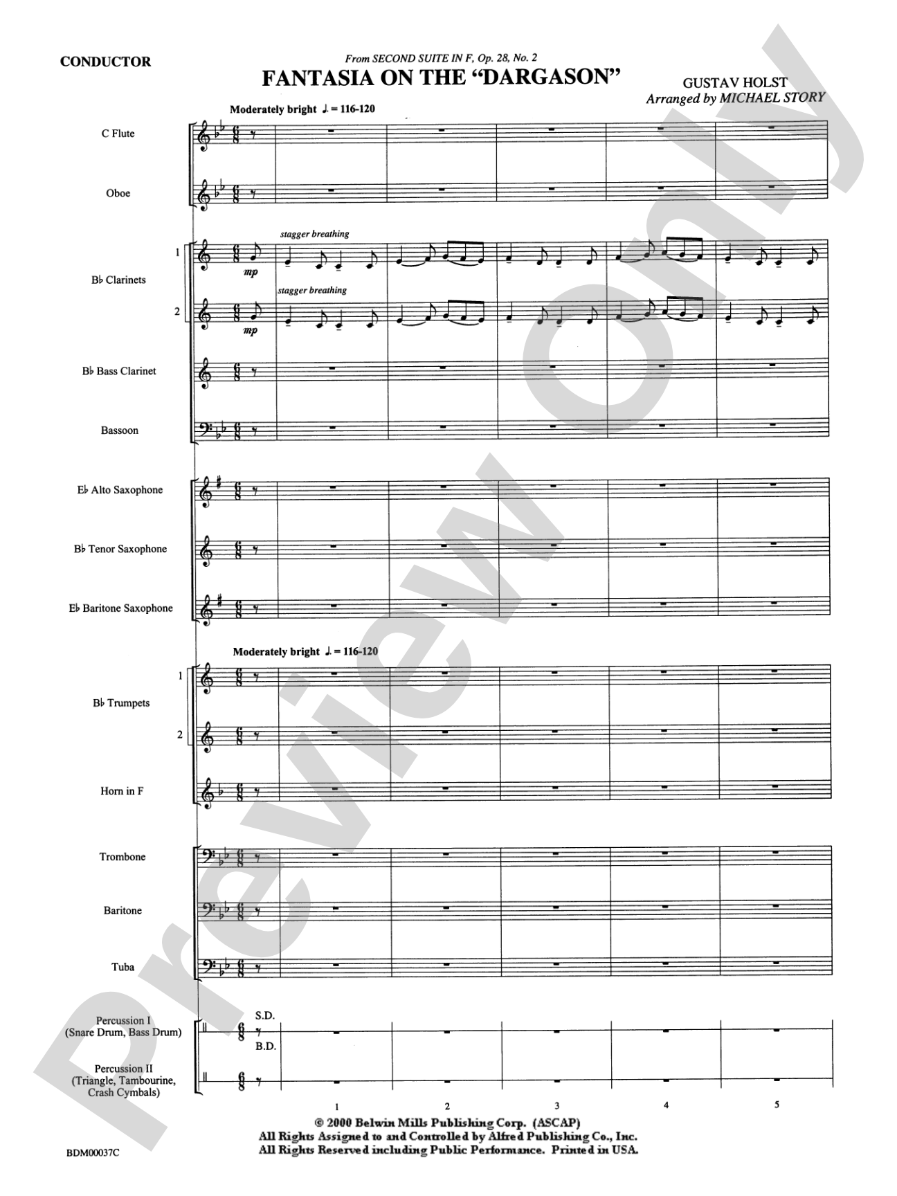 Fantasia on the "Dargason": Concert Band Conductor Score & Parts