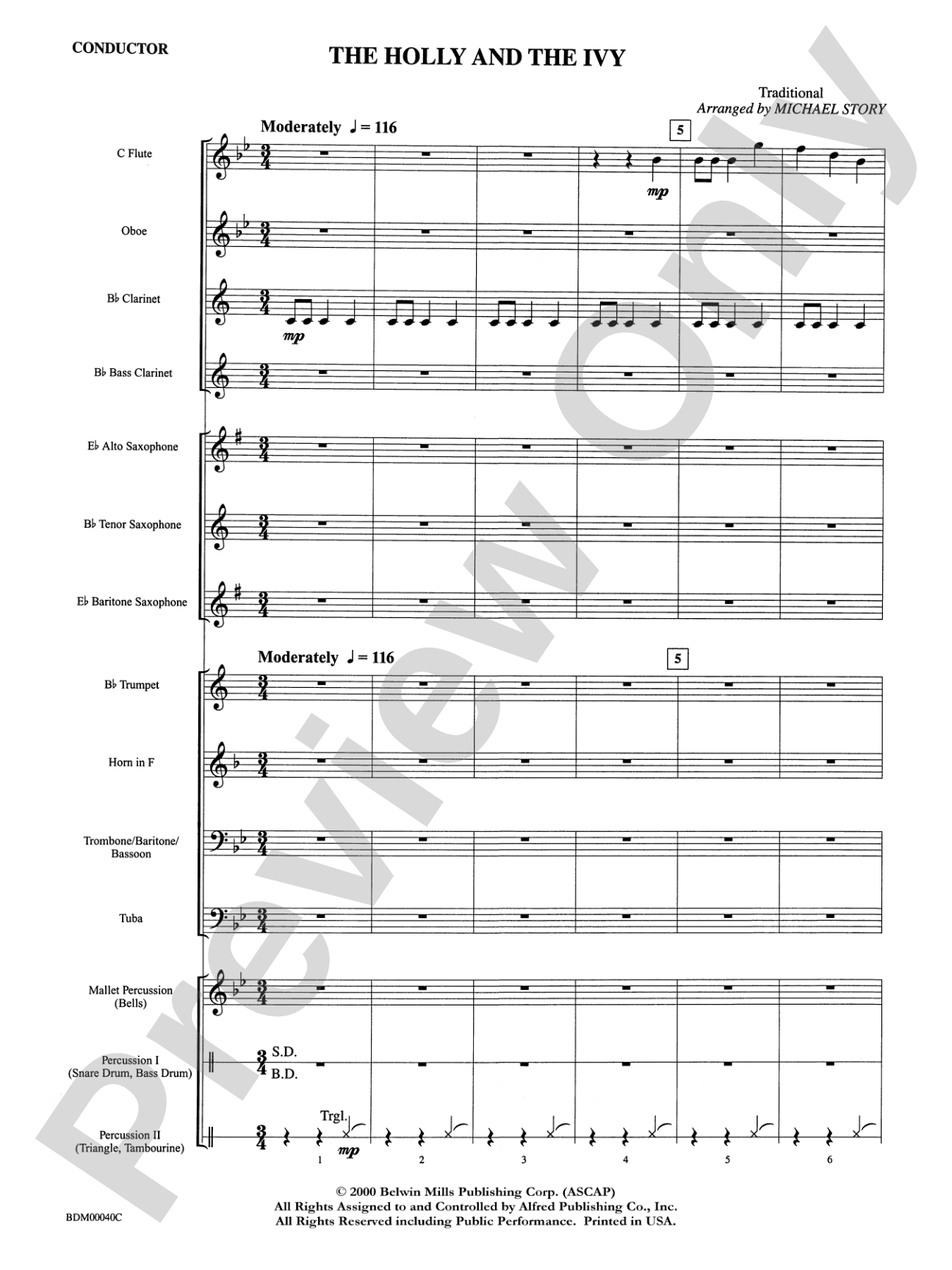 The Holly and the Ivy: Concert Band Conductor Score & Parts