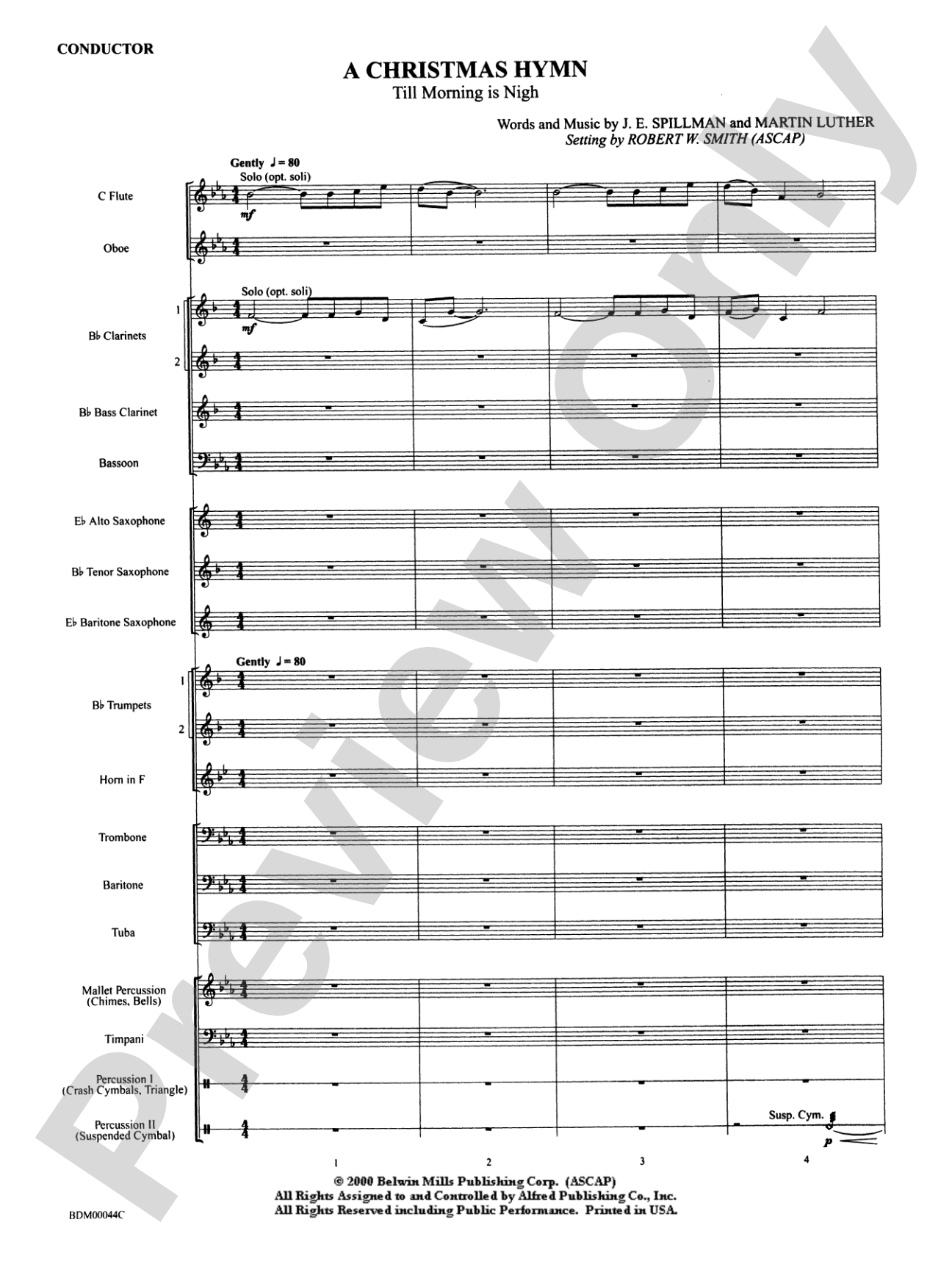 A Christmas Hymn: Concert Band Conductor Score & Parts