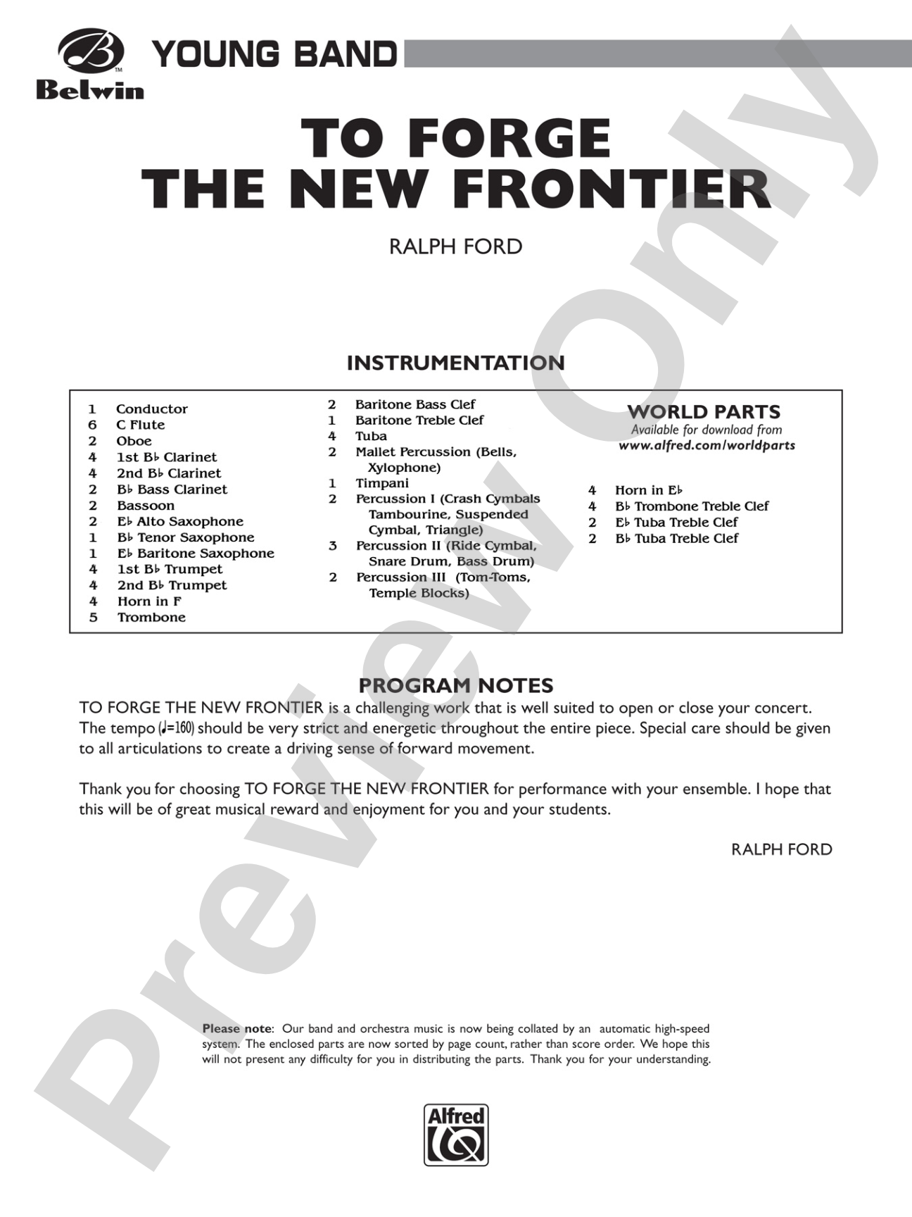 To Forge the New Frontier: Score