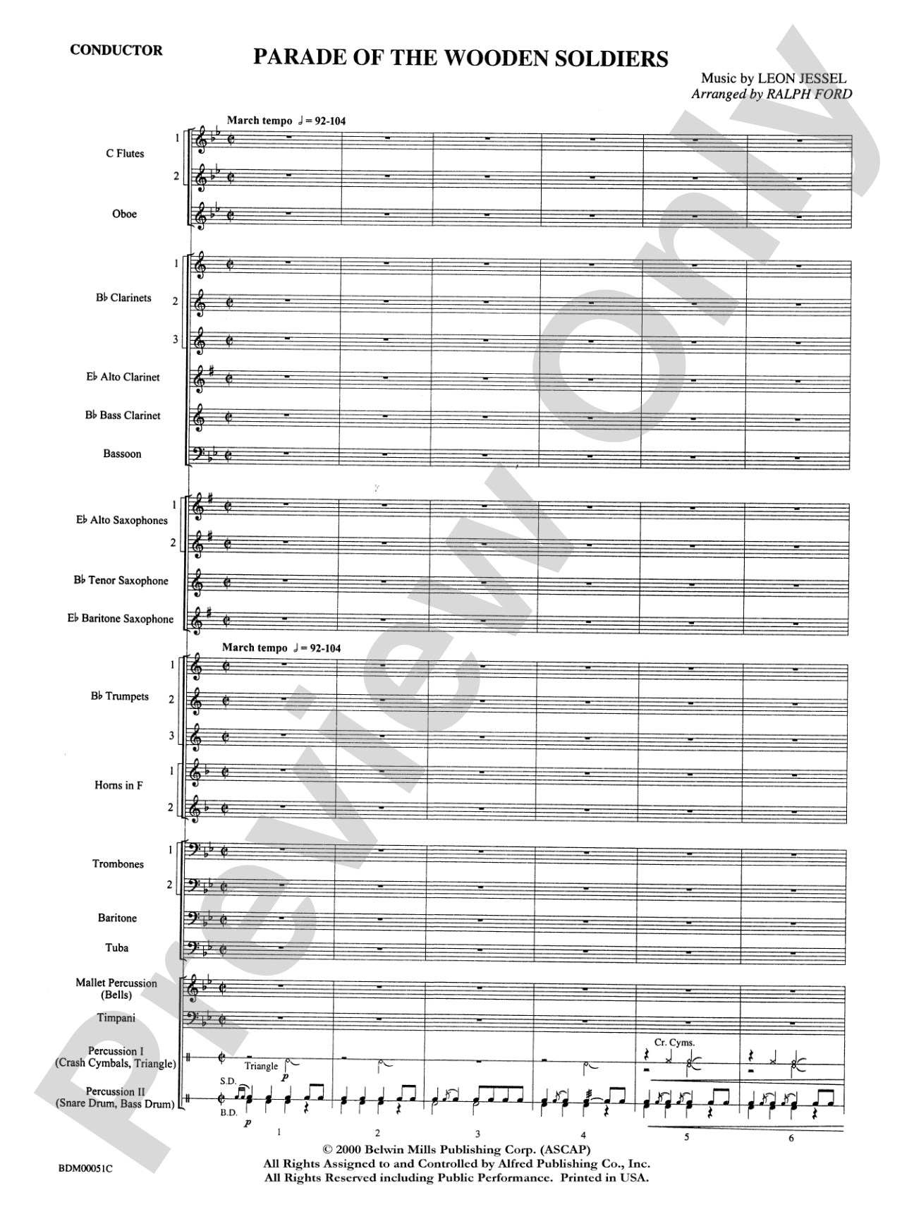 Parade of the Wooden Soldiers: Concert Band Conductor Score & Parts