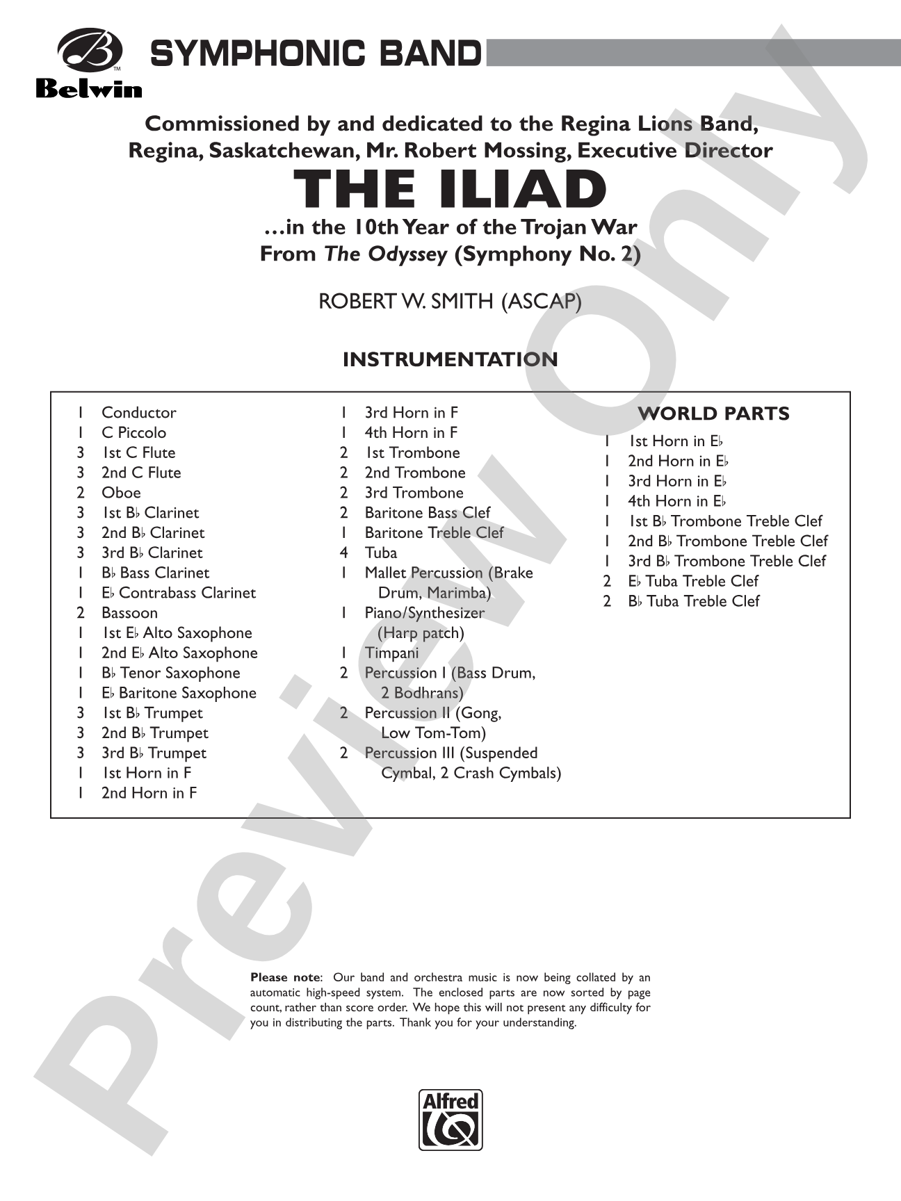 The Iliad (from The Odyssey (Symphony No. 2)): Concert Band Conductor Score & Parts