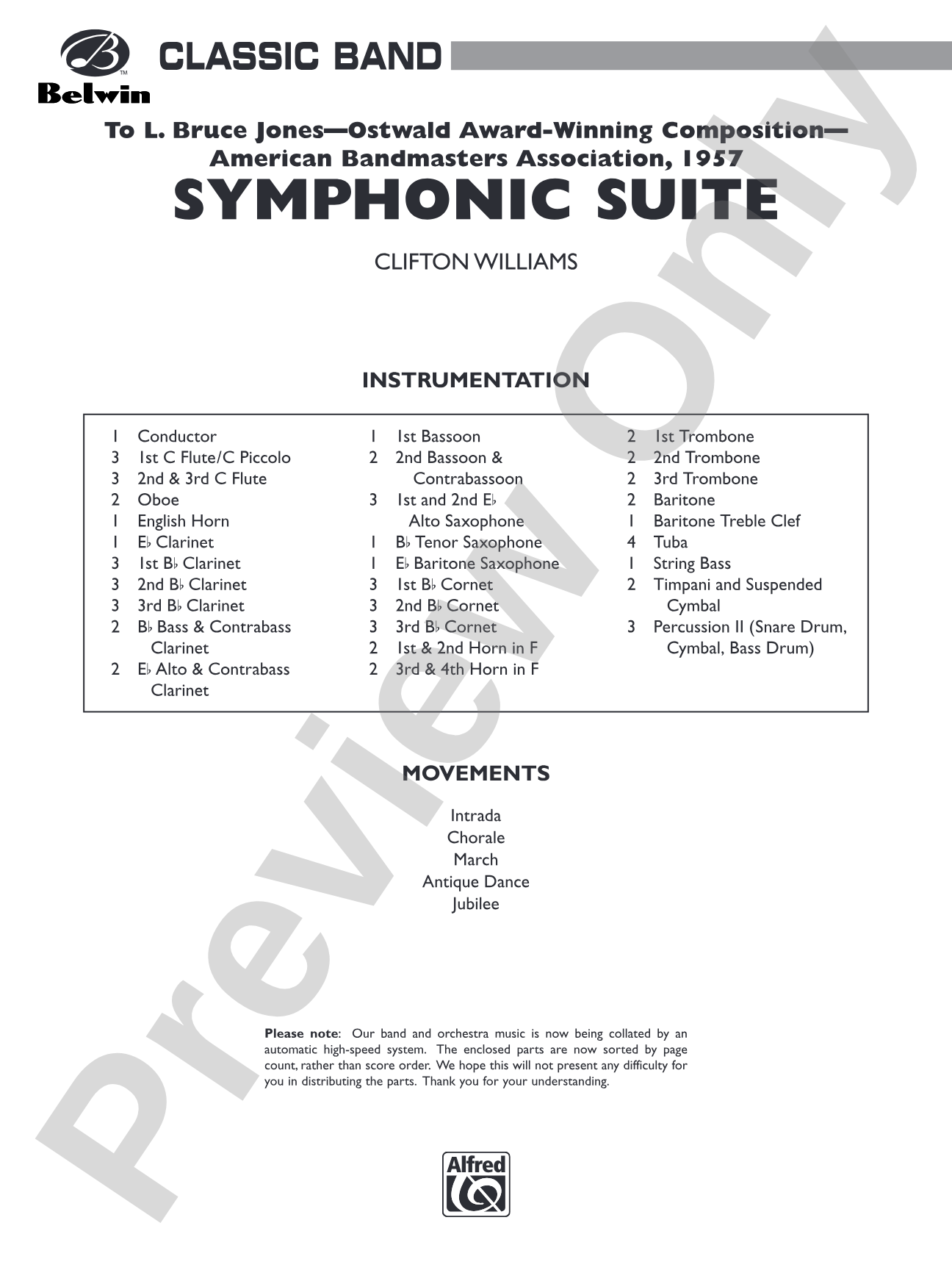 Symphonic Suite: Concert Band Conductor Score & Parts