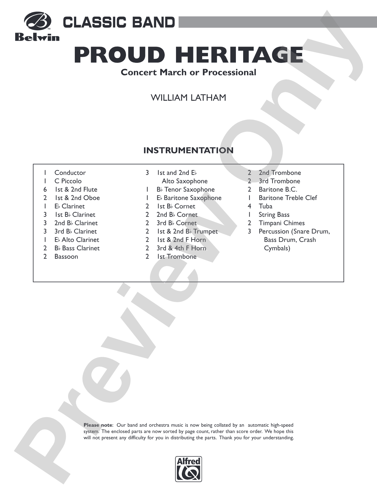Proud Heritage: Concert Band Conductor Score & Parts