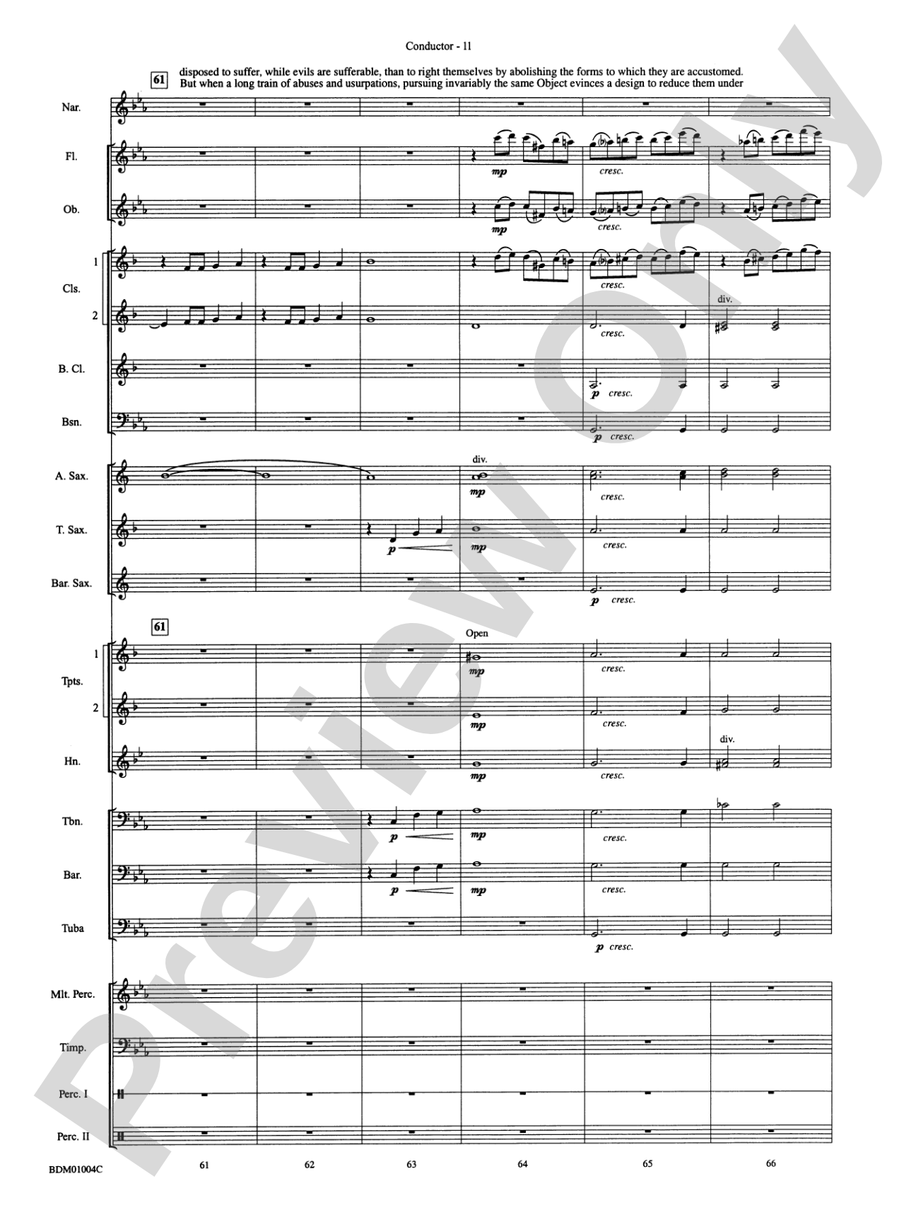 A Jefferson Portrait: Concert Band Conductor Score & Parts