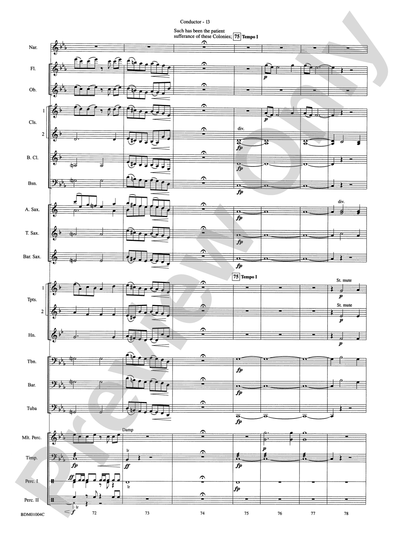 A Jefferson Portrait: Concert Band Conductor Score & Parts