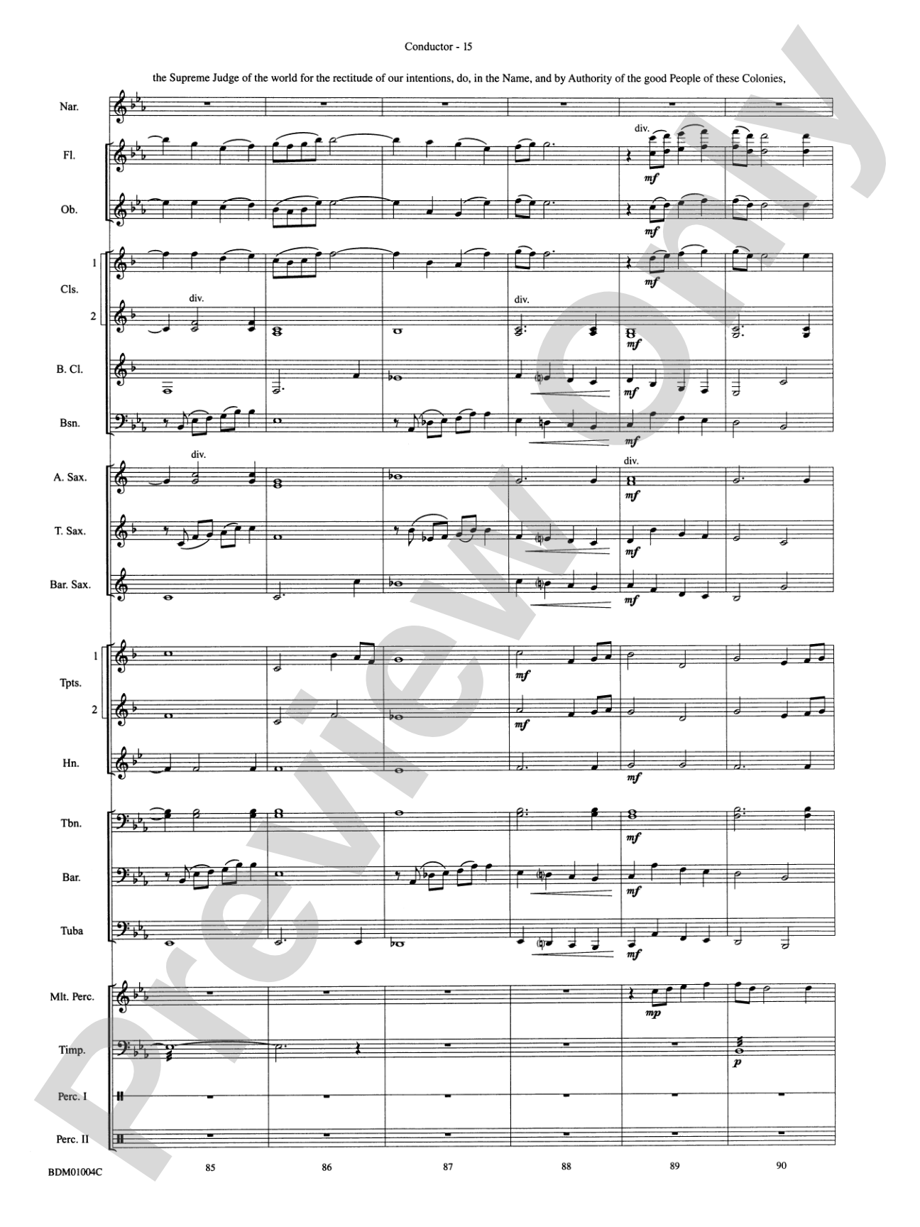 A Jefferson Portrait: Concert Band Conductor Score & Parts