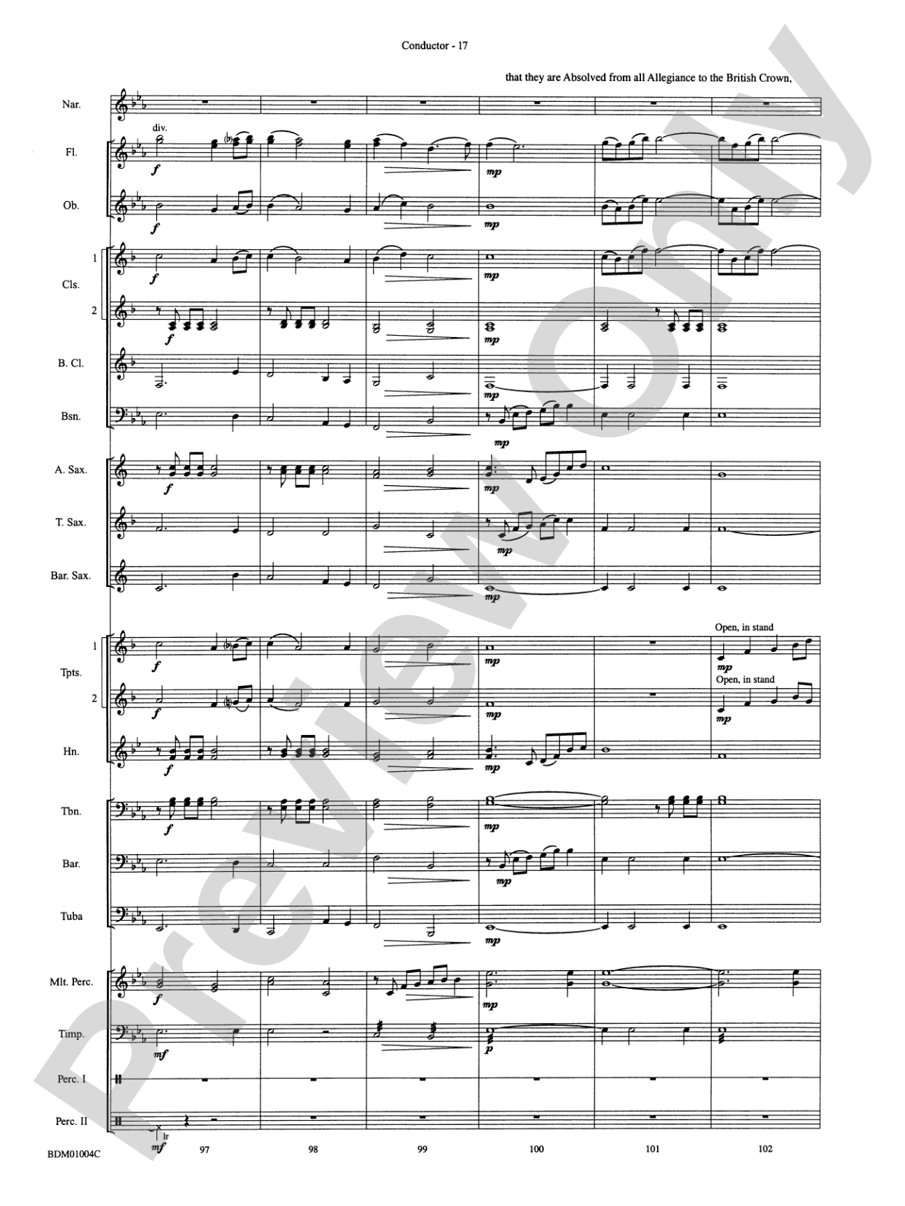 A Jefferson Portrait: Concert Band Conductor Score & Parts