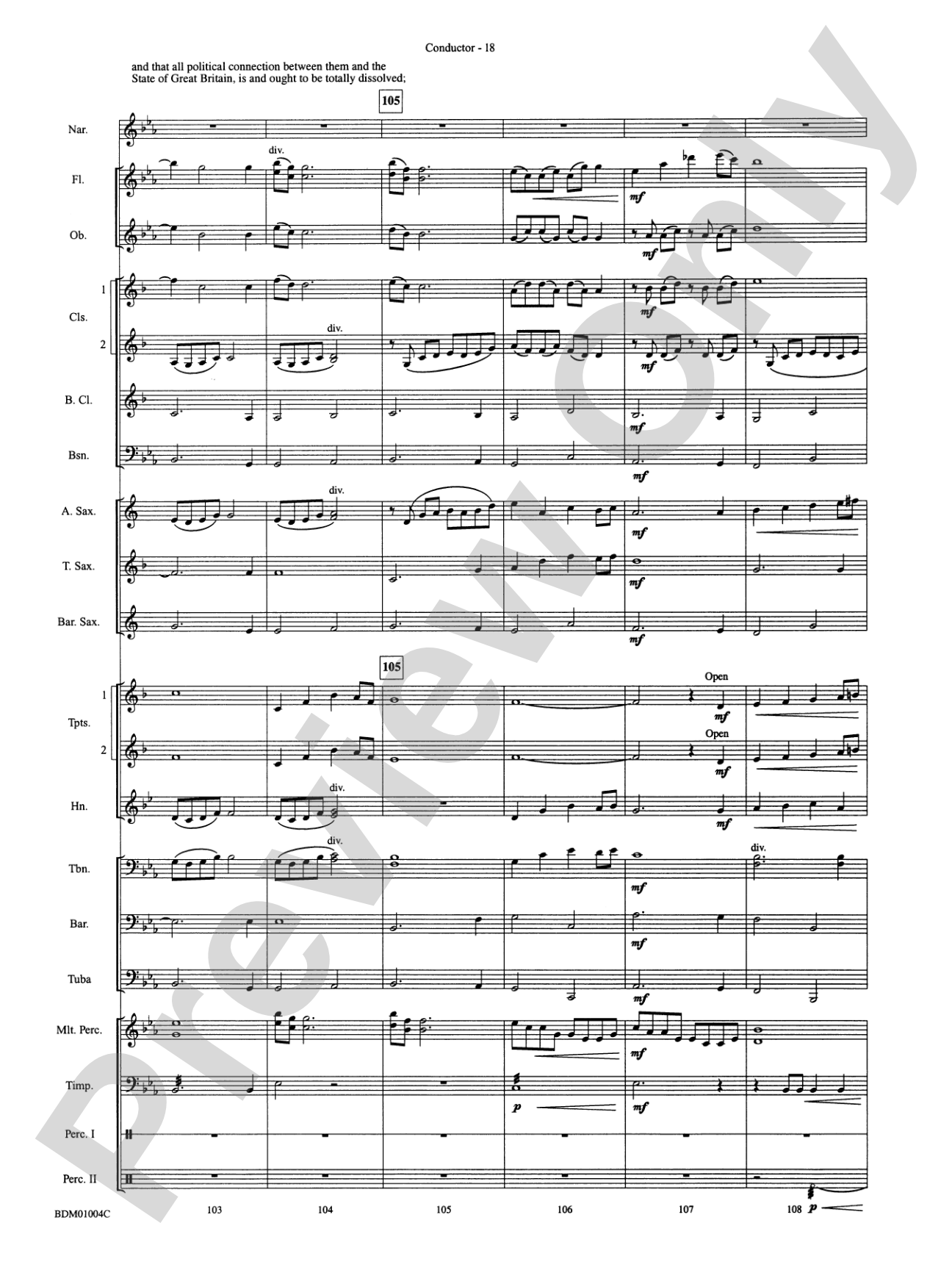 A Jefferson Portrait: Concert Band Conductor Score & Parts