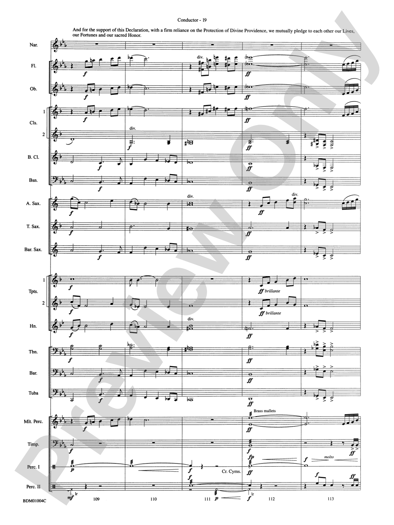 A Jefferson Portrait: Concert Band Conductor Score & Parts