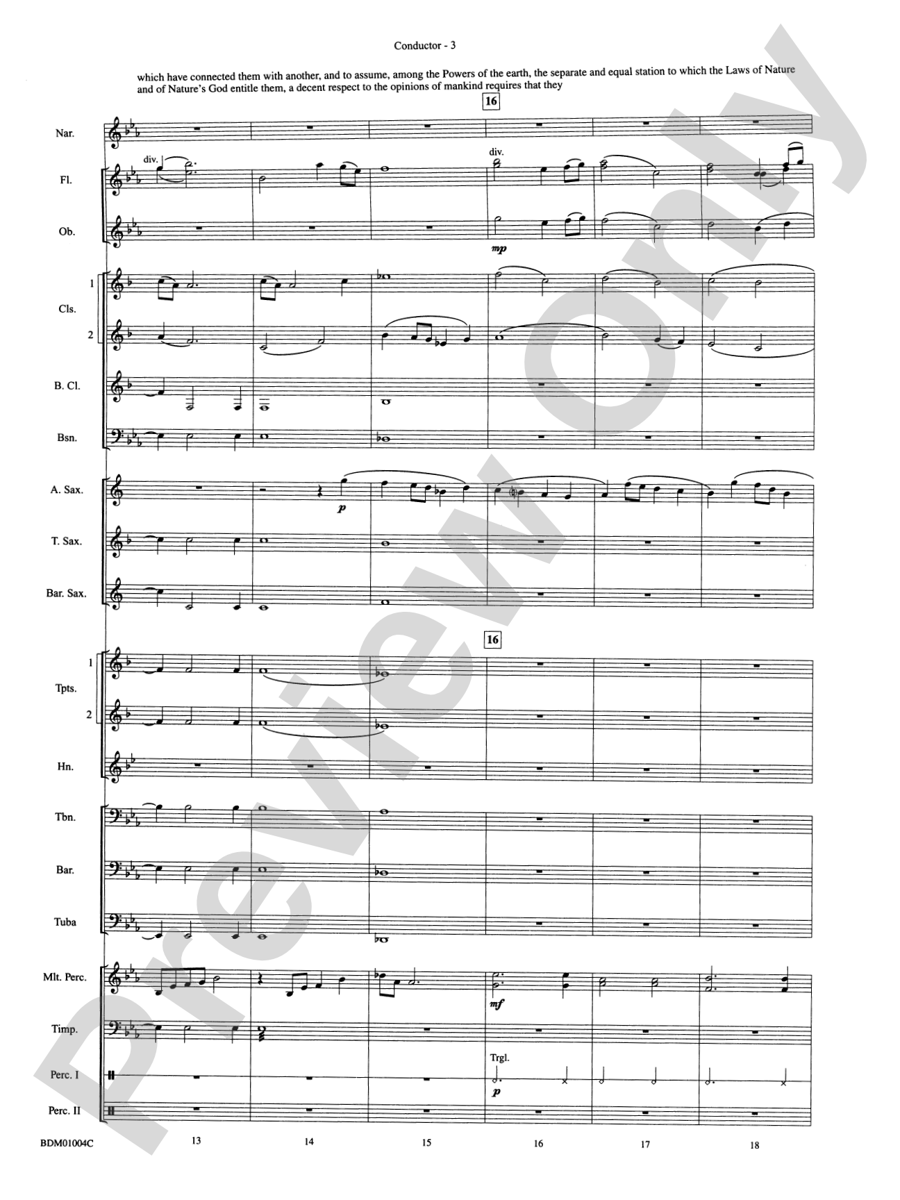 A Jefferson Portrait: Concert Band Conductor Score & Parts