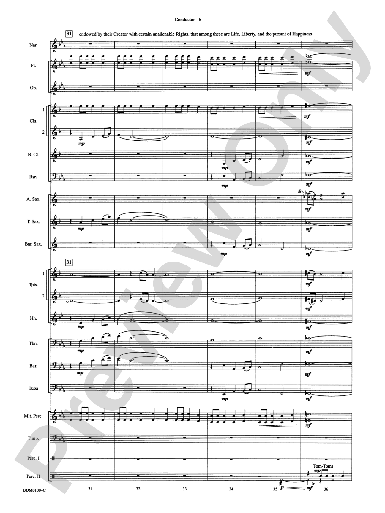 A Jefferson Portrait: Concert Band Conductor Score & Parts