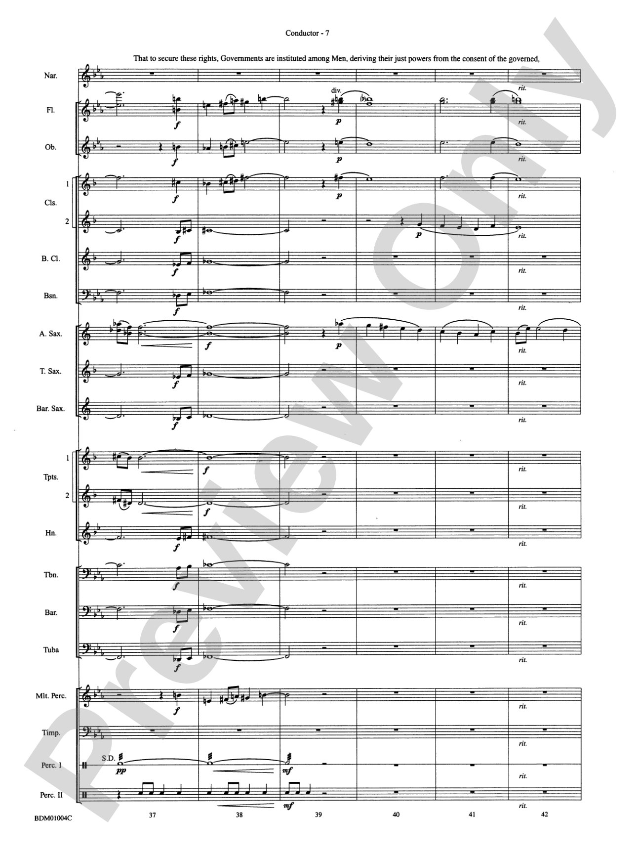 A Jefferson Portrait: Concert Band Conductor Score & Parts