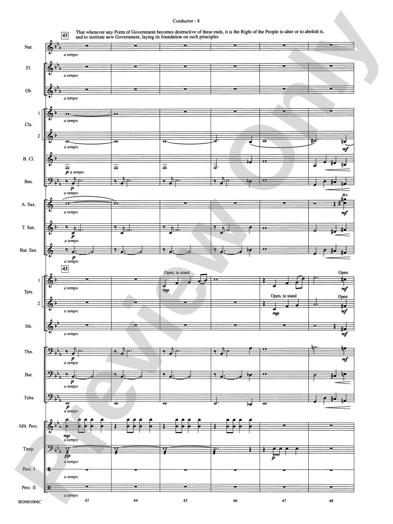 A Jefferson Portrait: Concert Band Conductor Score & Parts