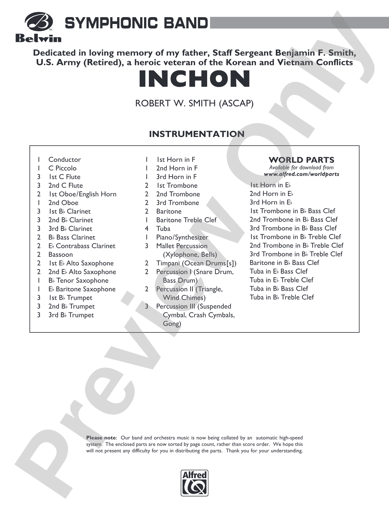 Inchon: Concert Band Conductor Score & Parts