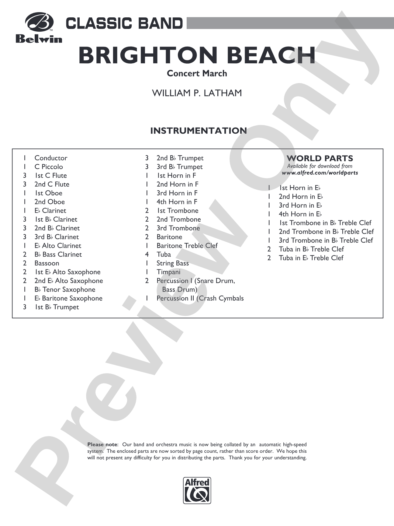 Brighton Beach (Concert March): Concert Band Conductor Score & Parts