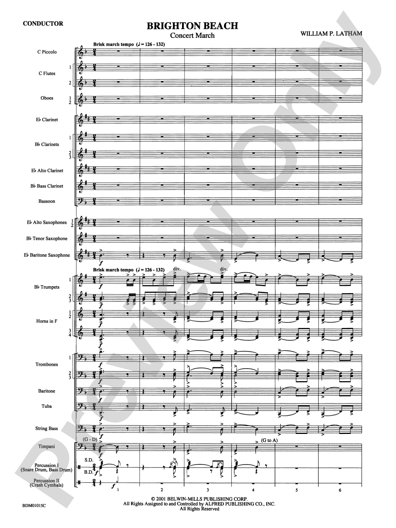 Brighton Beach (Concert March): Concert Band Conductor Score & Parts