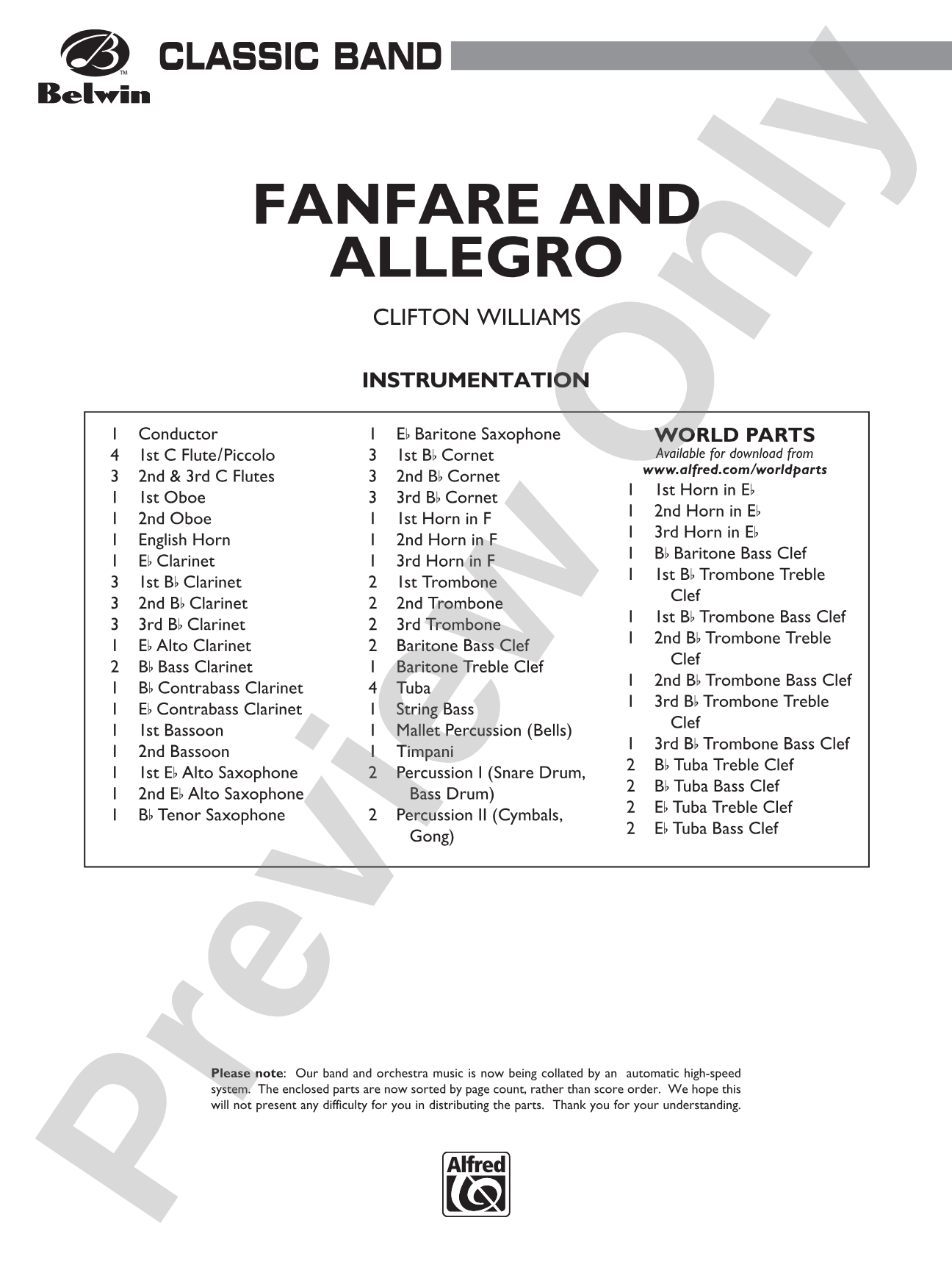 Fanfare and Allegro: Concert Band Conductor Score & Parts